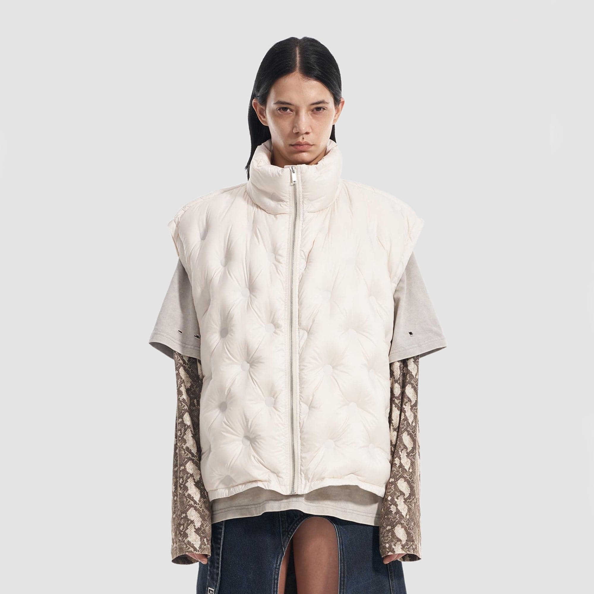 VANN VALRENCE Bubble-Quilted High-Neck Down Vest