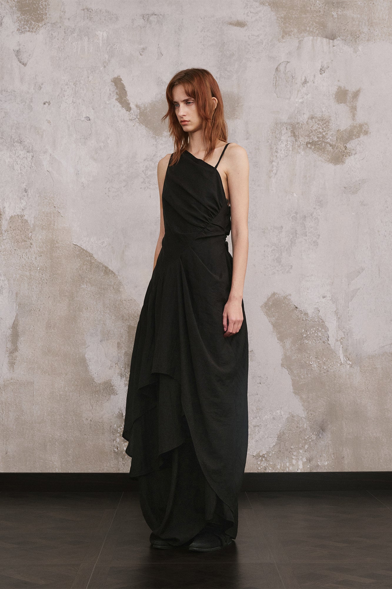 ILNya Nieternite Nifutur Asymmetrical Layered Ruched Maxi Dress