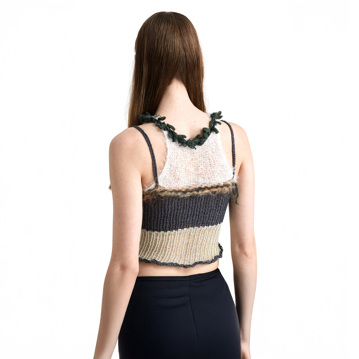 JUEJUEWORKS Deconstructed Open-Knit Paneled Cami Top