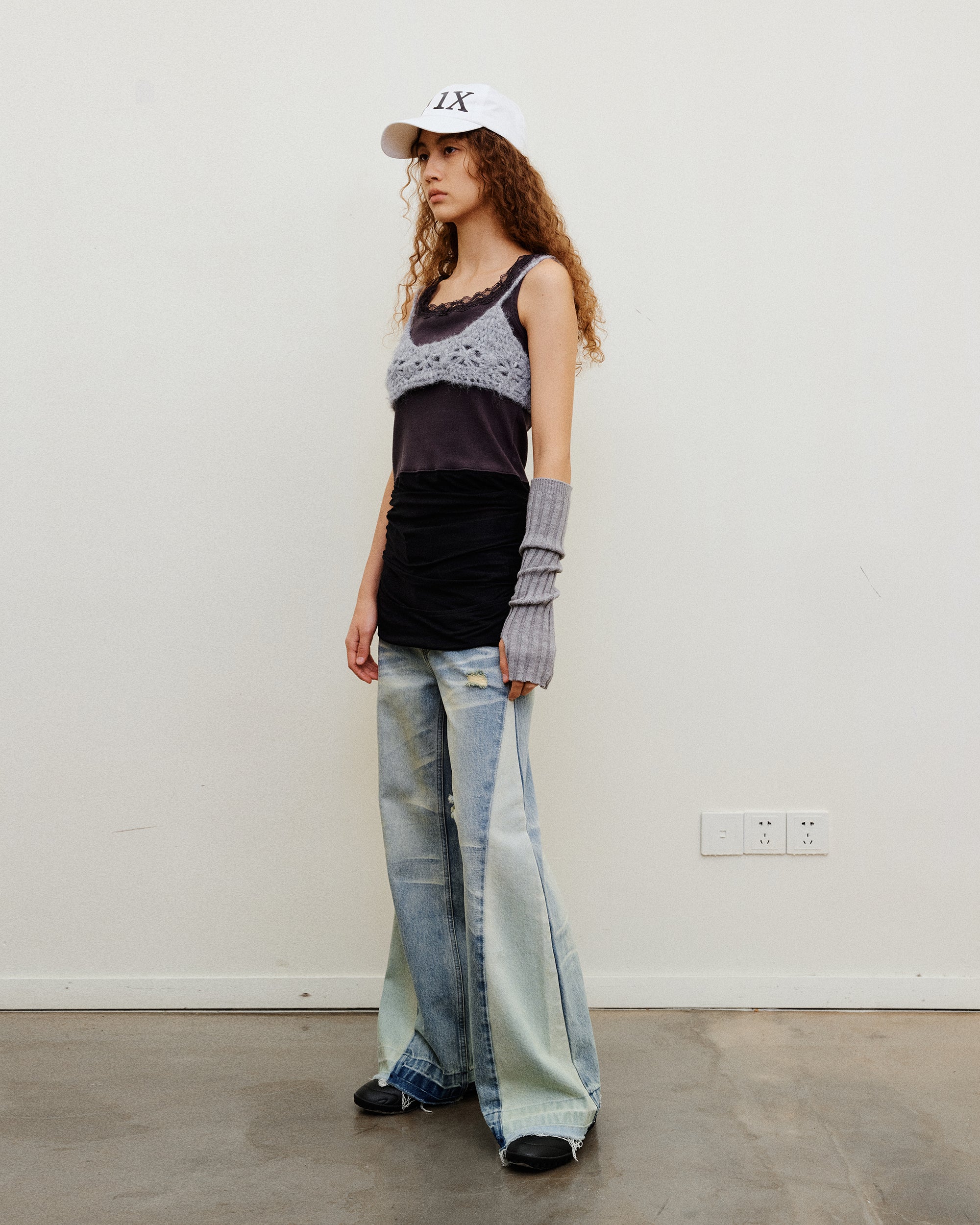NEVERSEEZ Spliced Washed Whiskered Straight Jeans