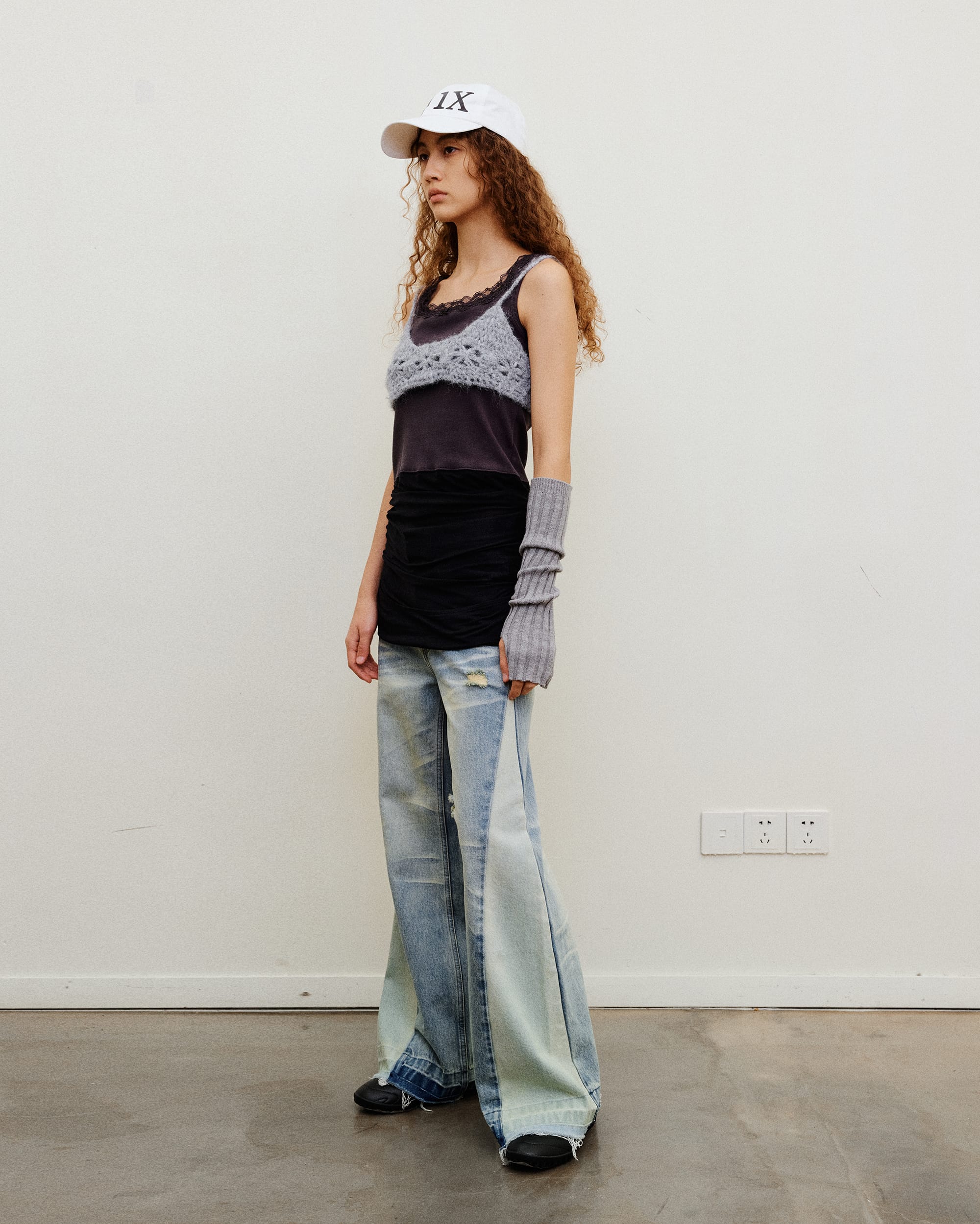 NEVERSEEZ Spliced Washed Whiskered Straight Jeans