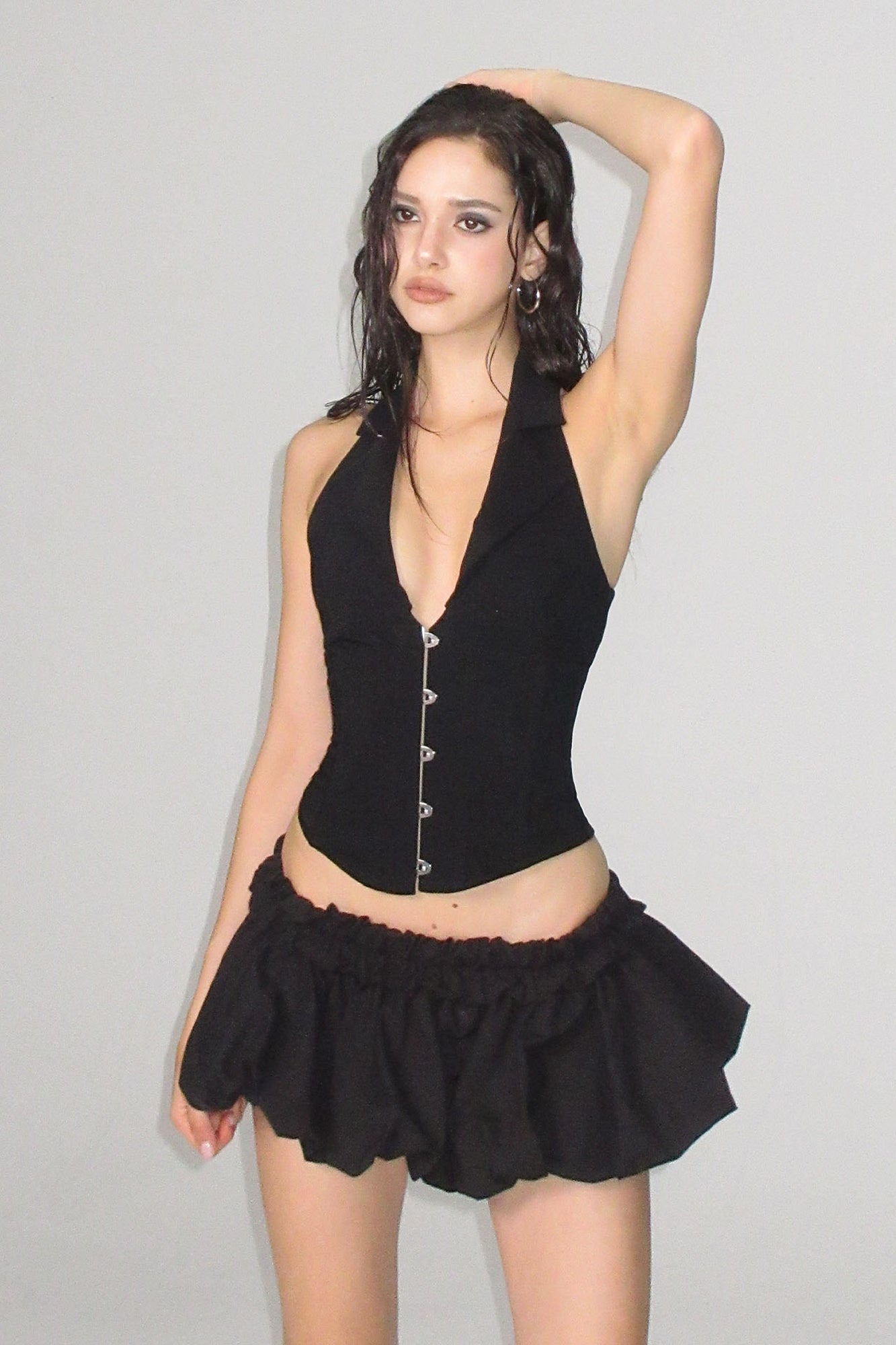 AE30 SAINT Paneled Plunge Corset Tank Top