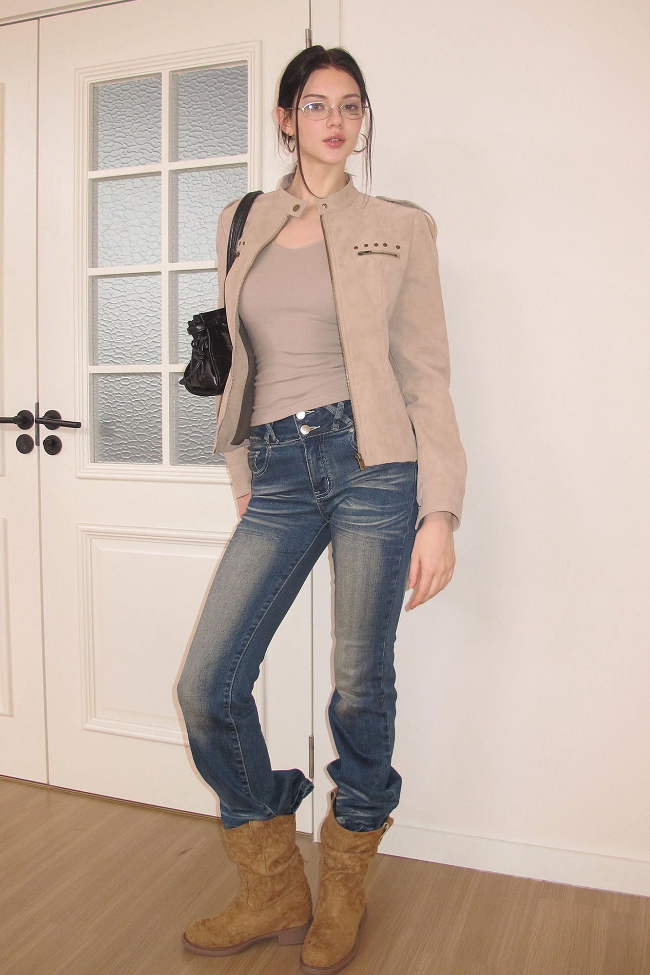 AE30 SAINT Whiskering Wash Slim Flared Jeans