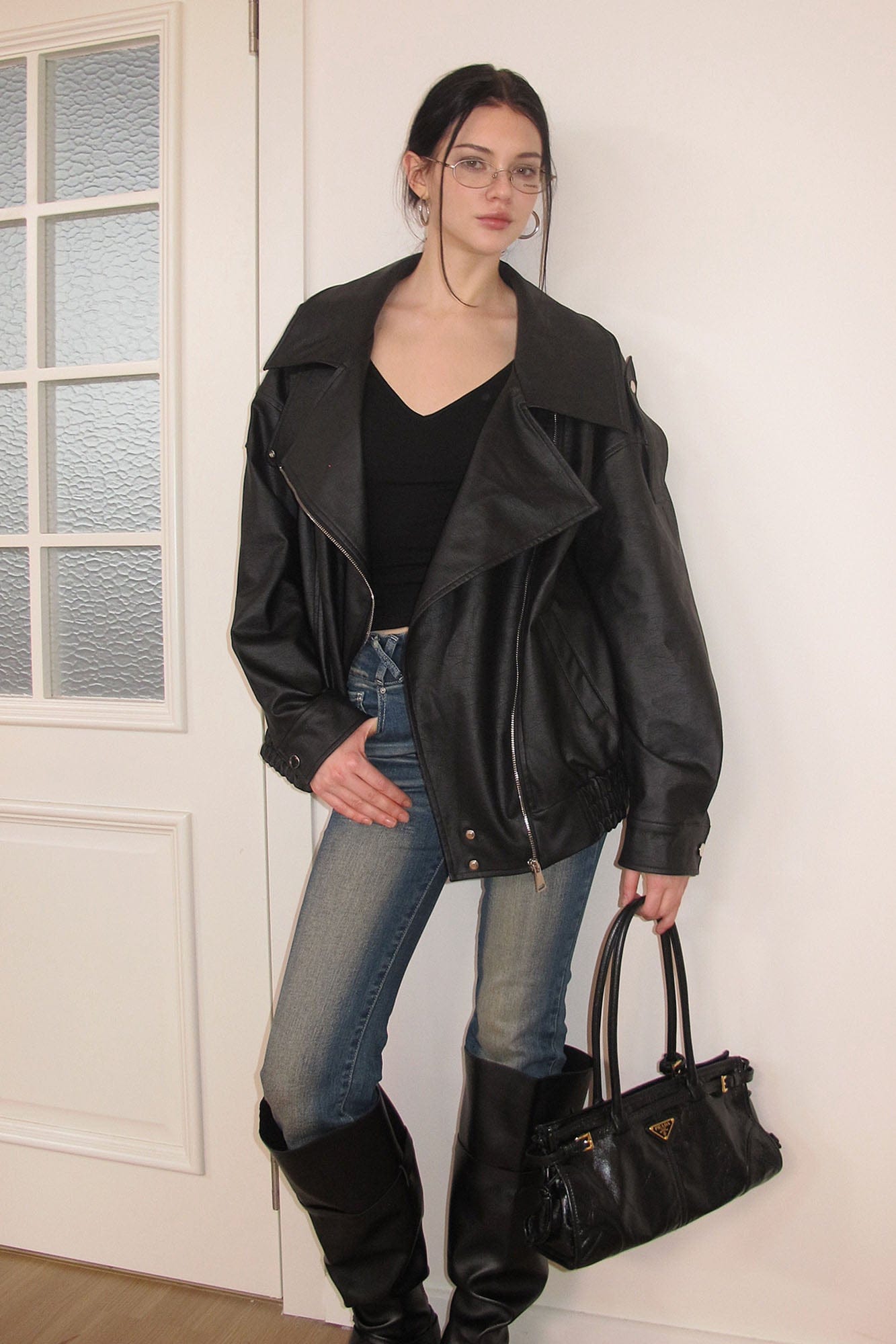 AE30 SAINT Whiskering Wash Slim Flared Jeans