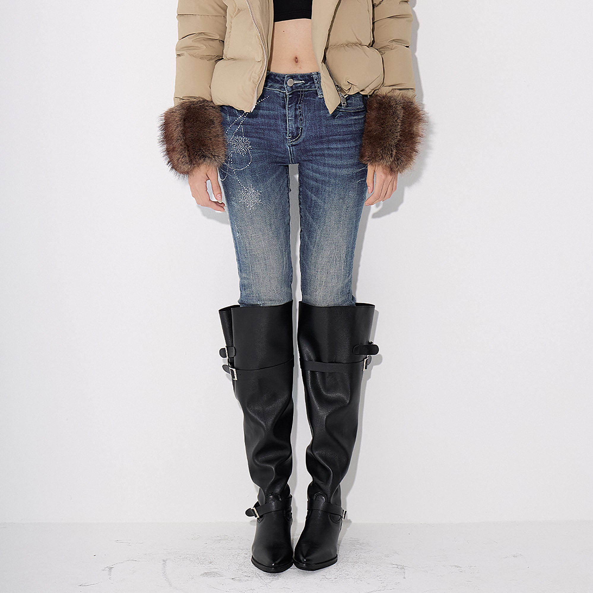 AE30 SAINT Diamond Embellished Skinny Leg Jeans