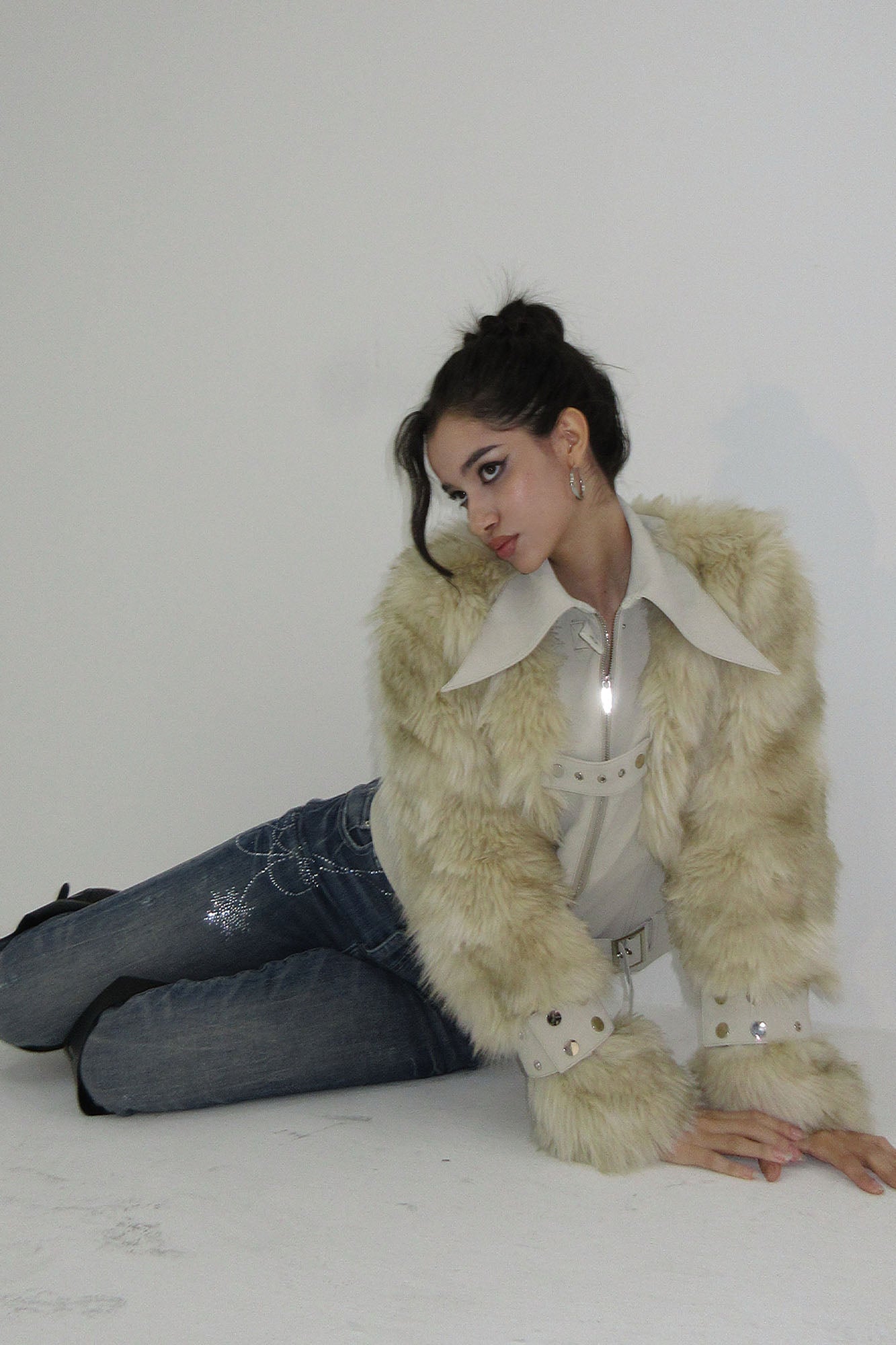 AE30 SAINT Diamond Embellished Skinny Leg Jeans