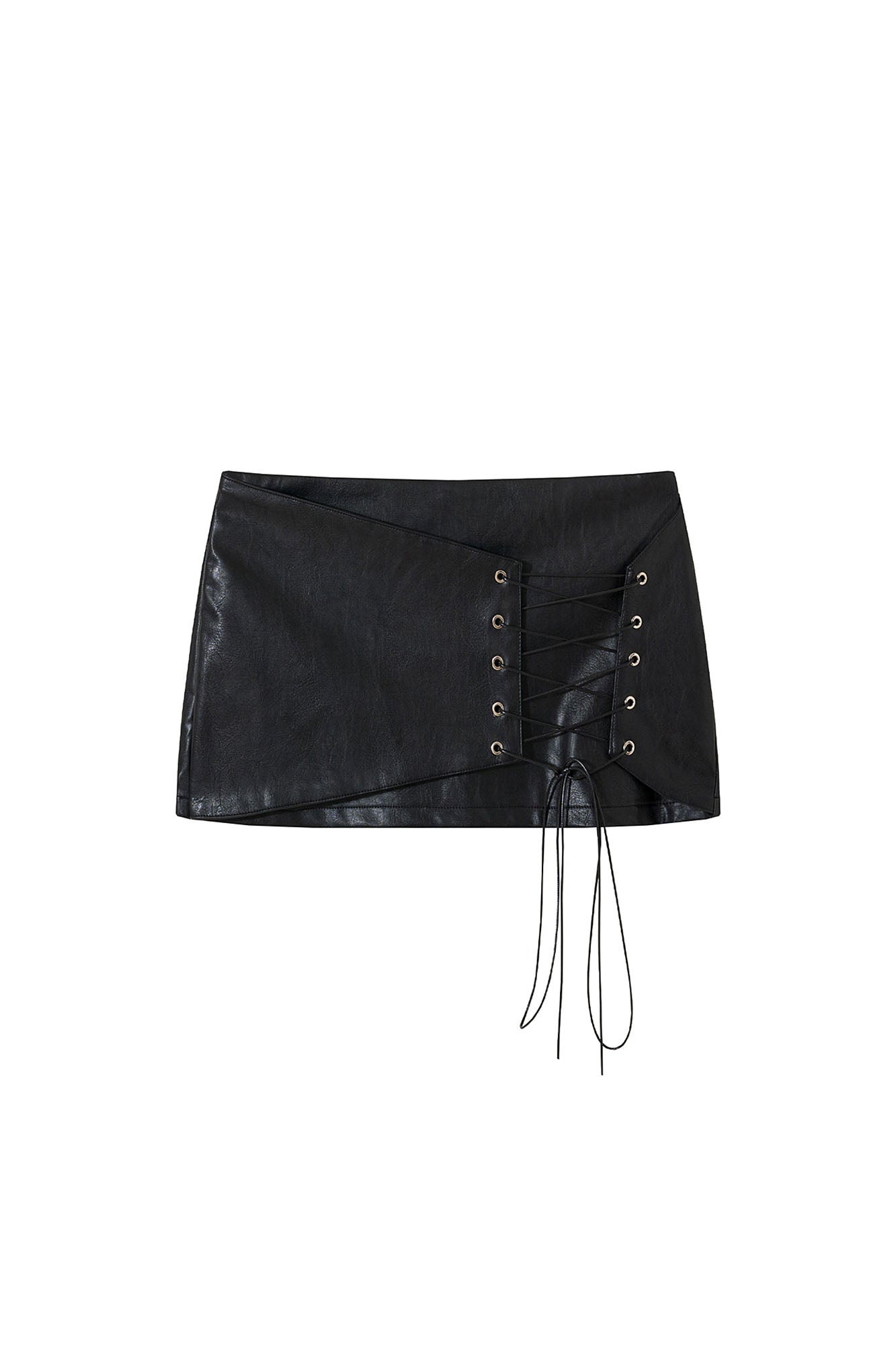 AE30 SAINT Lace-Up Faux Leather Mini Skirt