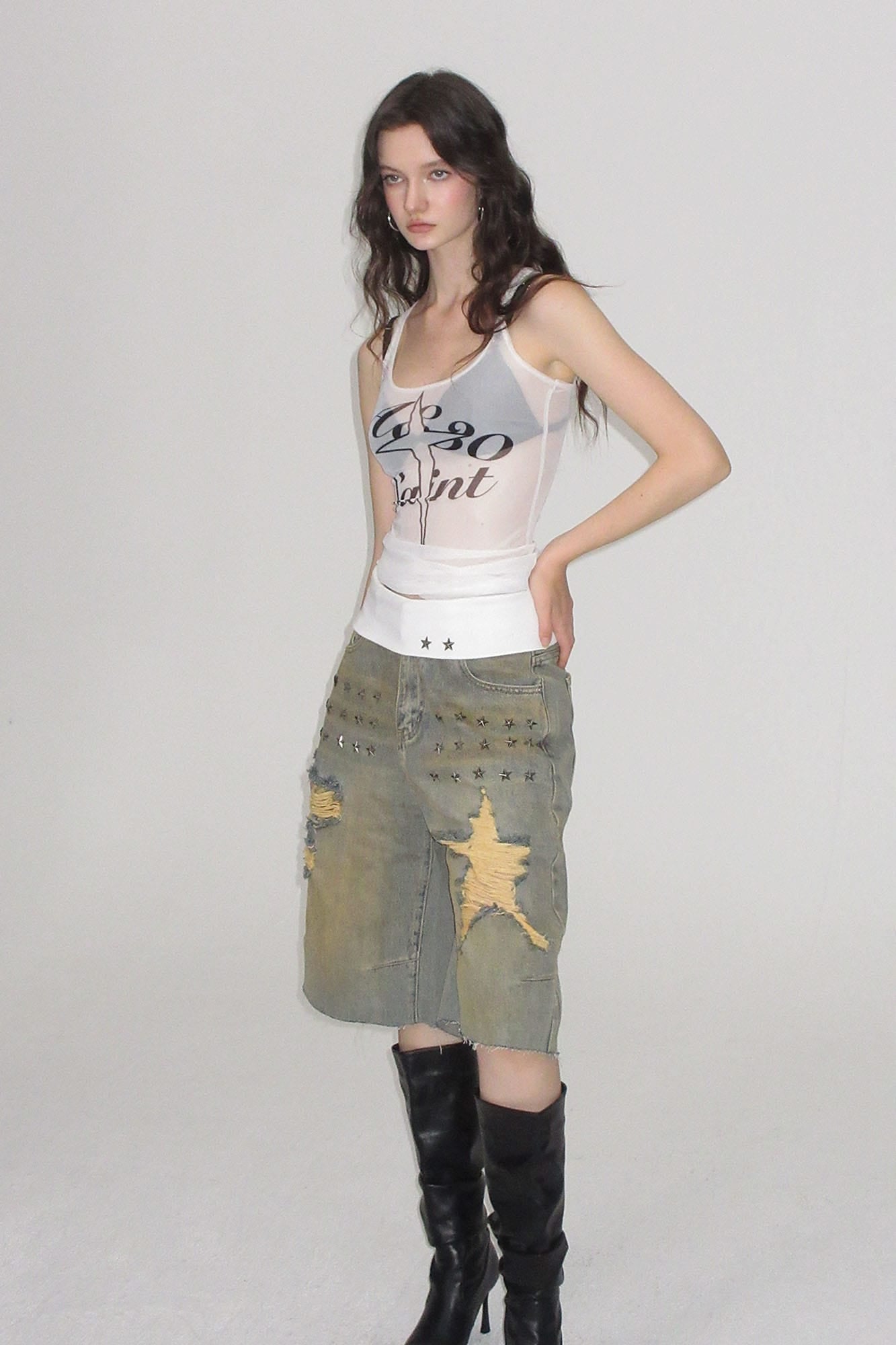 AE30 SAINT Sheer LOGO Tank Top