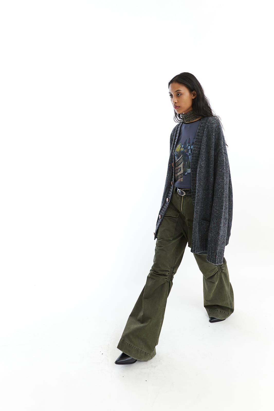 NEVERSEEZ Flecked Knit Rib-Trim Cardigan