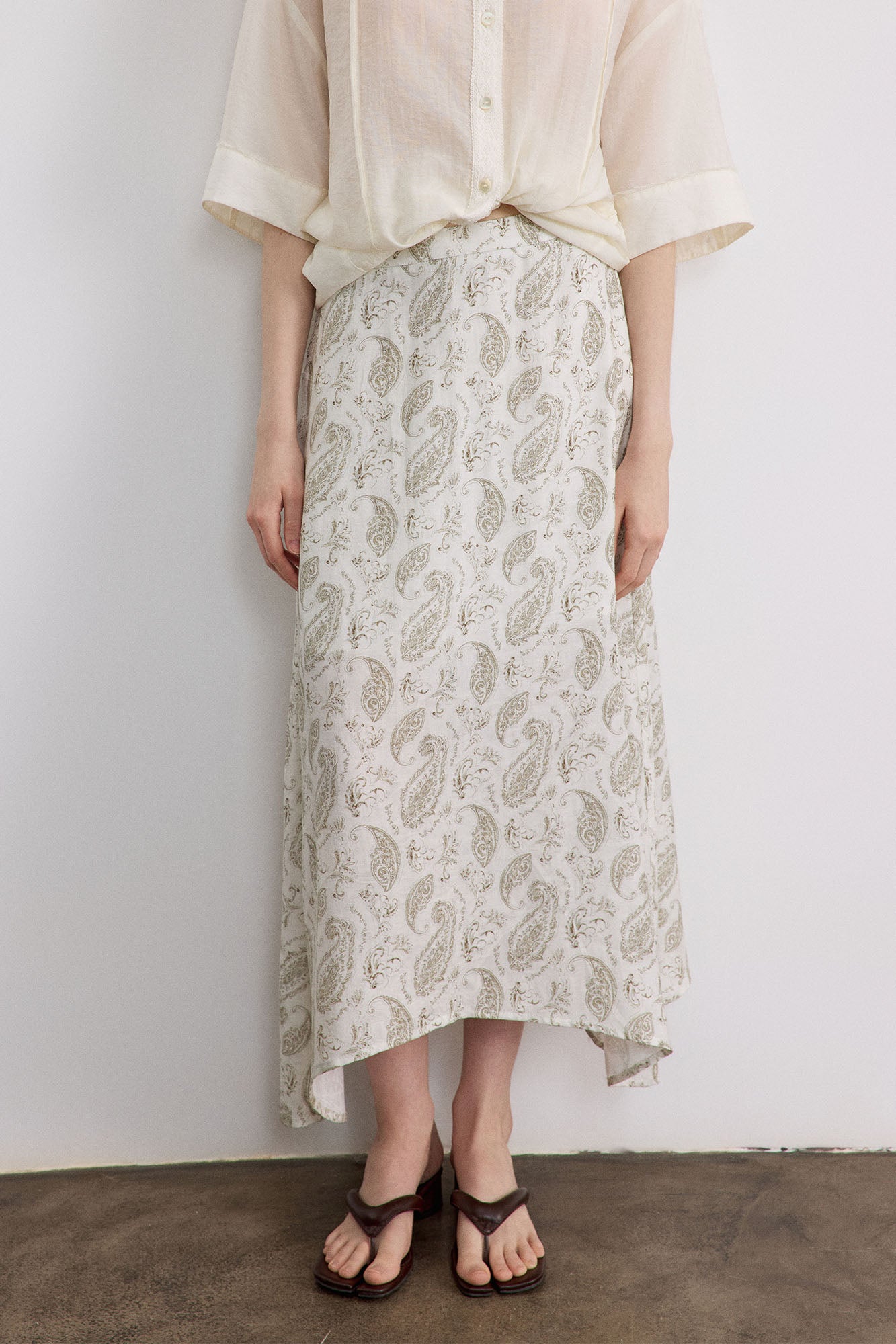 SAME FLOW Paisley Full-Print Midi Skirt