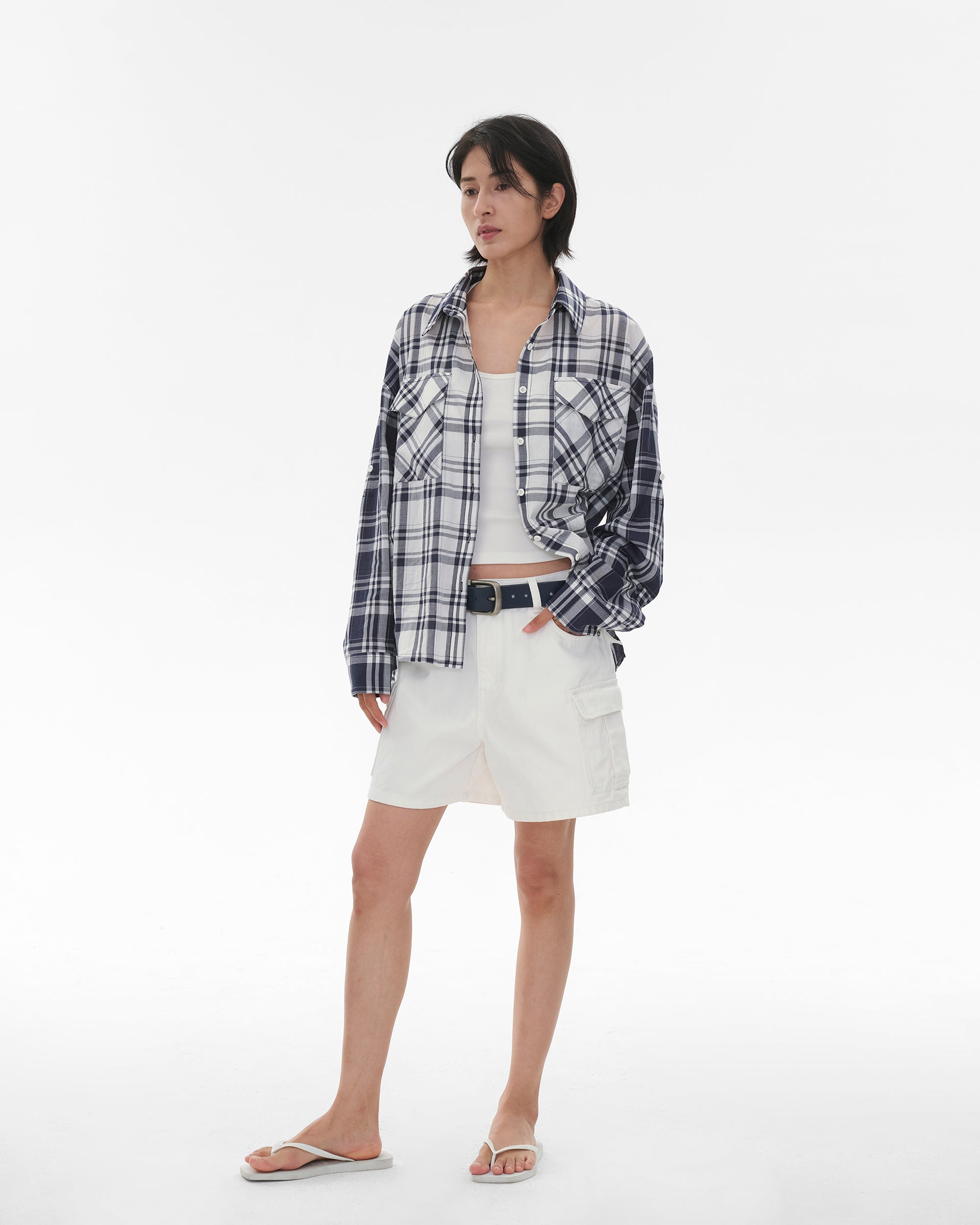 COMMAND N Spliced Plaid Relaxed Shirt