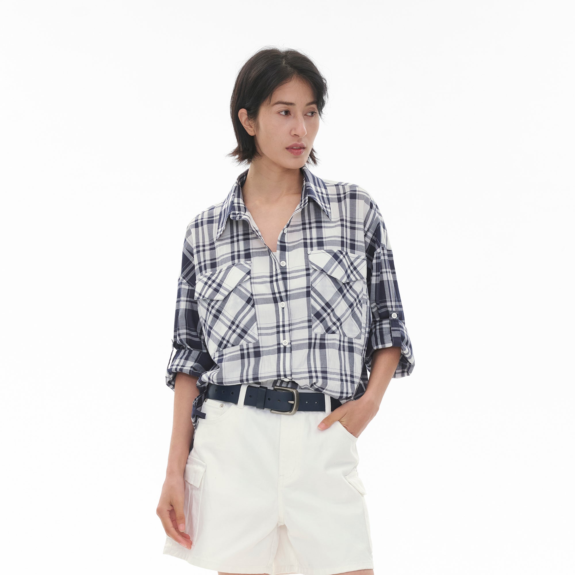 COMMAND N Spliced Plaid Relaxed Shirt