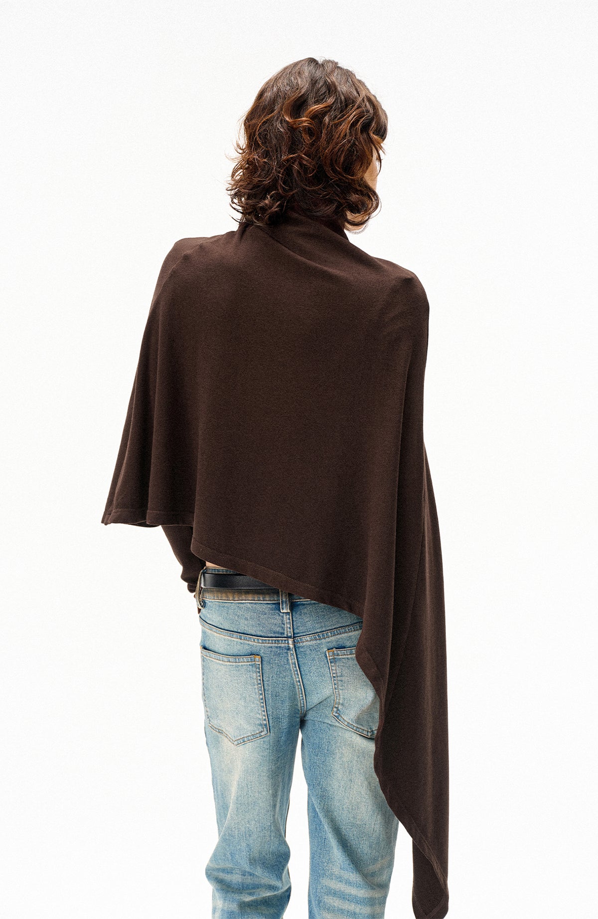COSTUSTOOT Cape-Style Asymmetric Layered Knit Long-Sleeve Tee