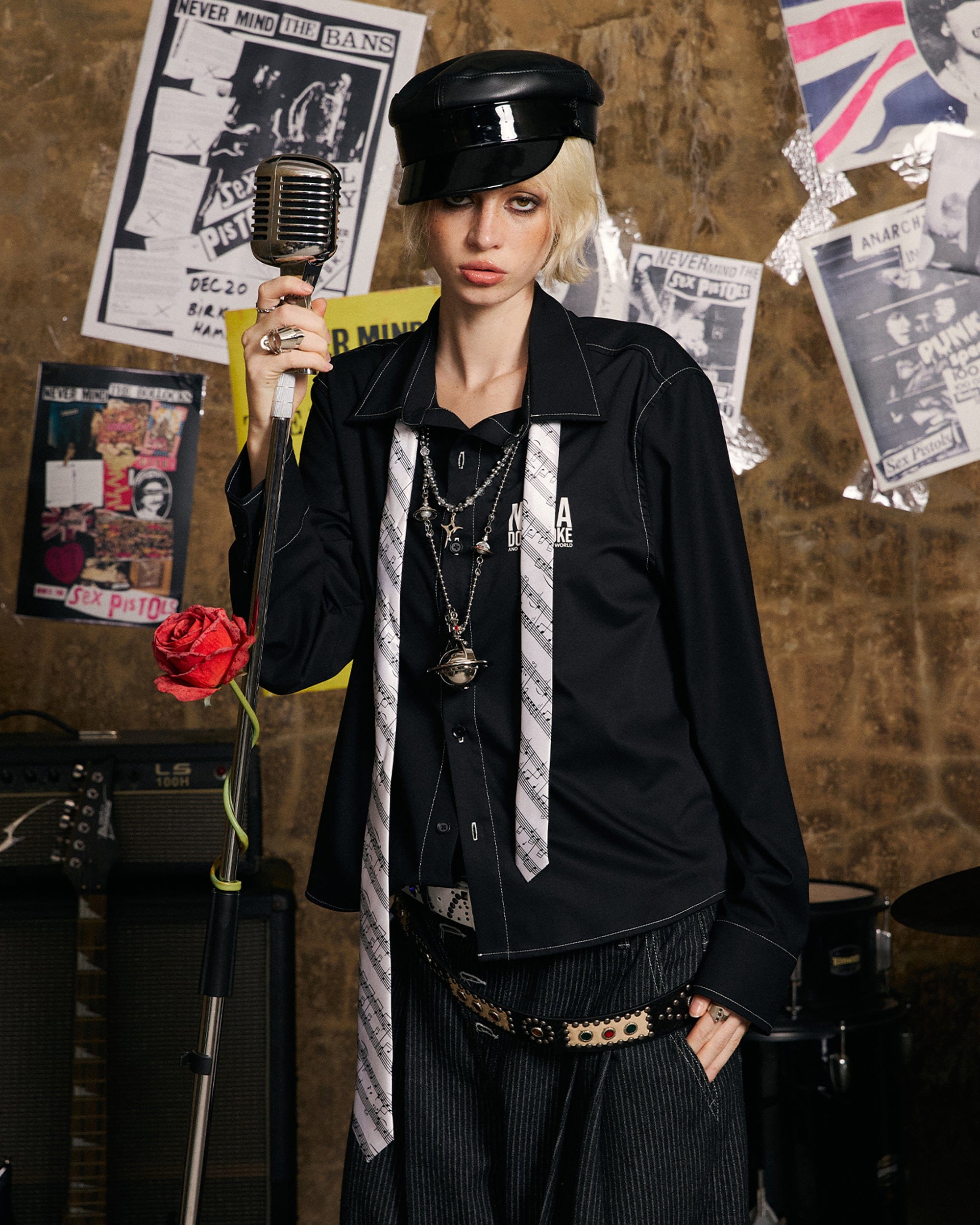 DONSMOKE × NANA Contrast-Stitch Graphic Paneled Shirt