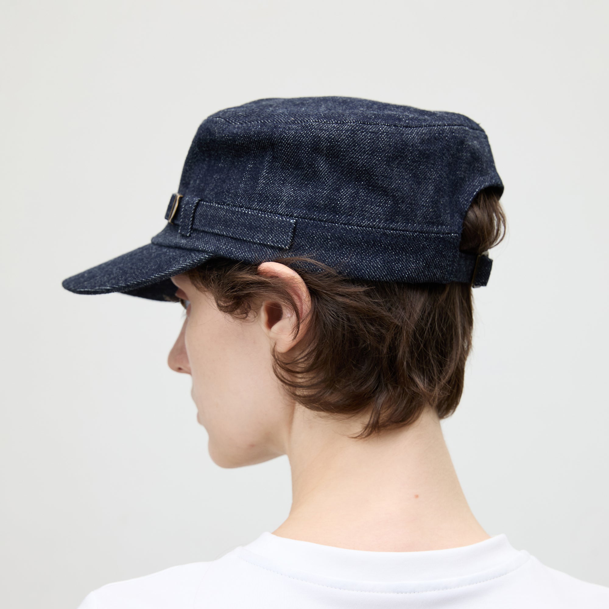COMMAND N Raw Denim Flat-Top Utility Rider Cap