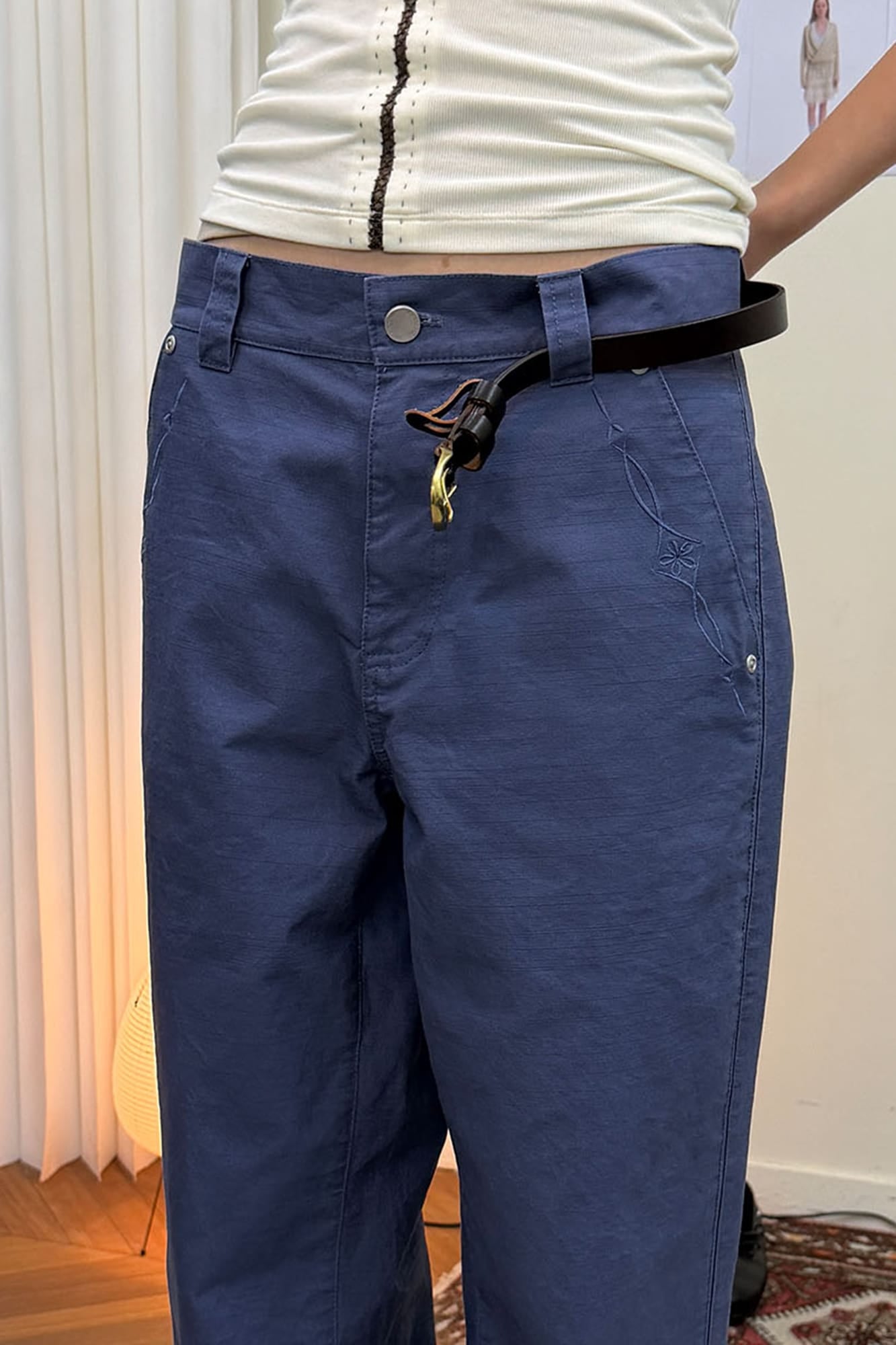 NEVERSEEZ Embroidered Utility Straight-Leg Pants