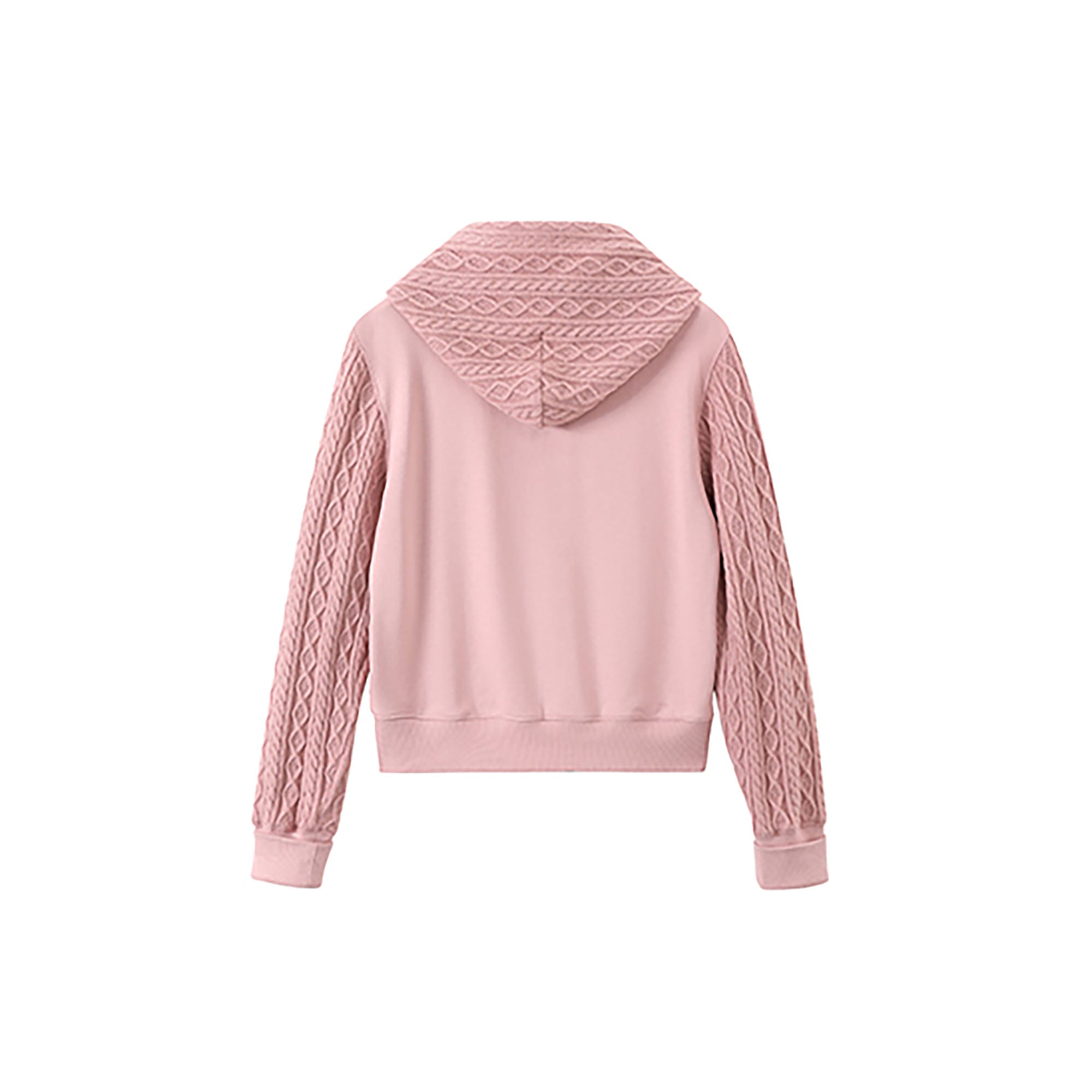DONSMOKE Spliced Cable-Knit Zip-Up Hoodie