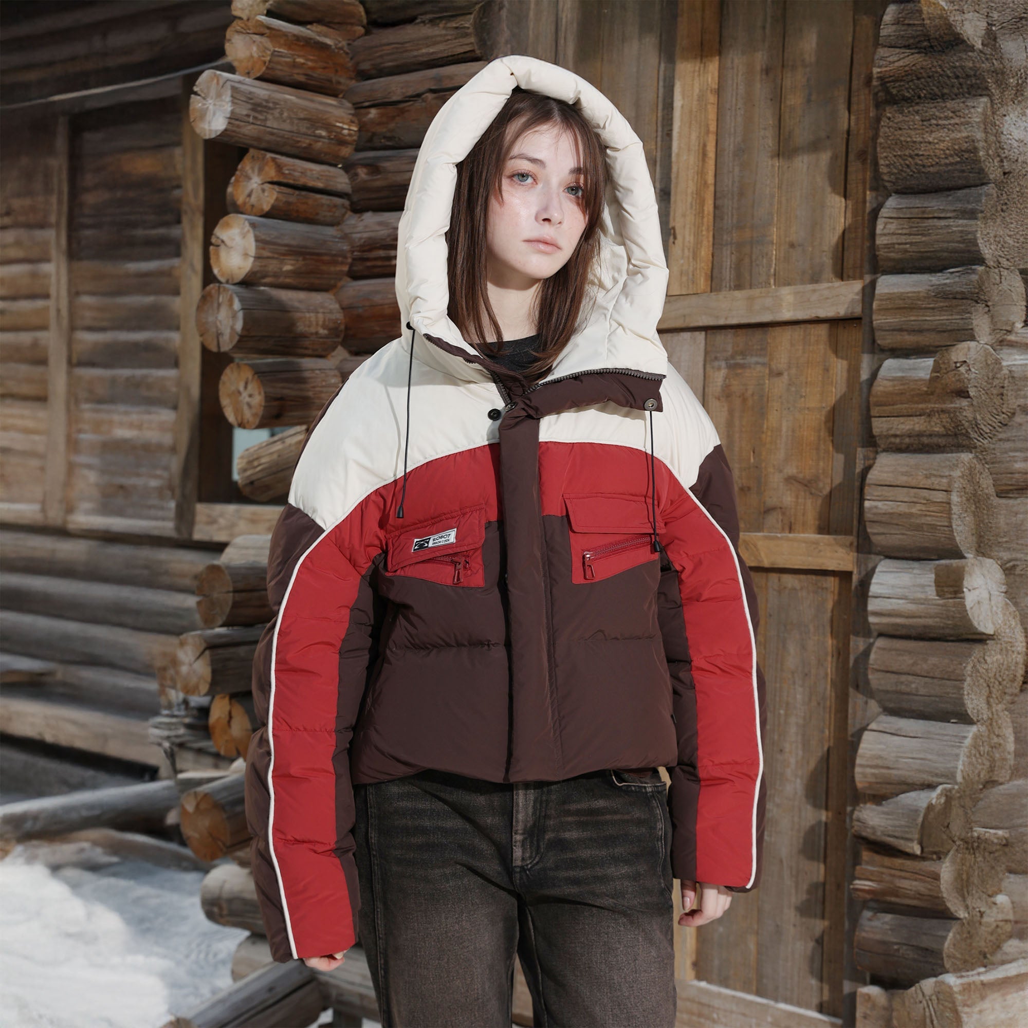 ERROR CODE ROBOT Contrast Cropped Down Jacket