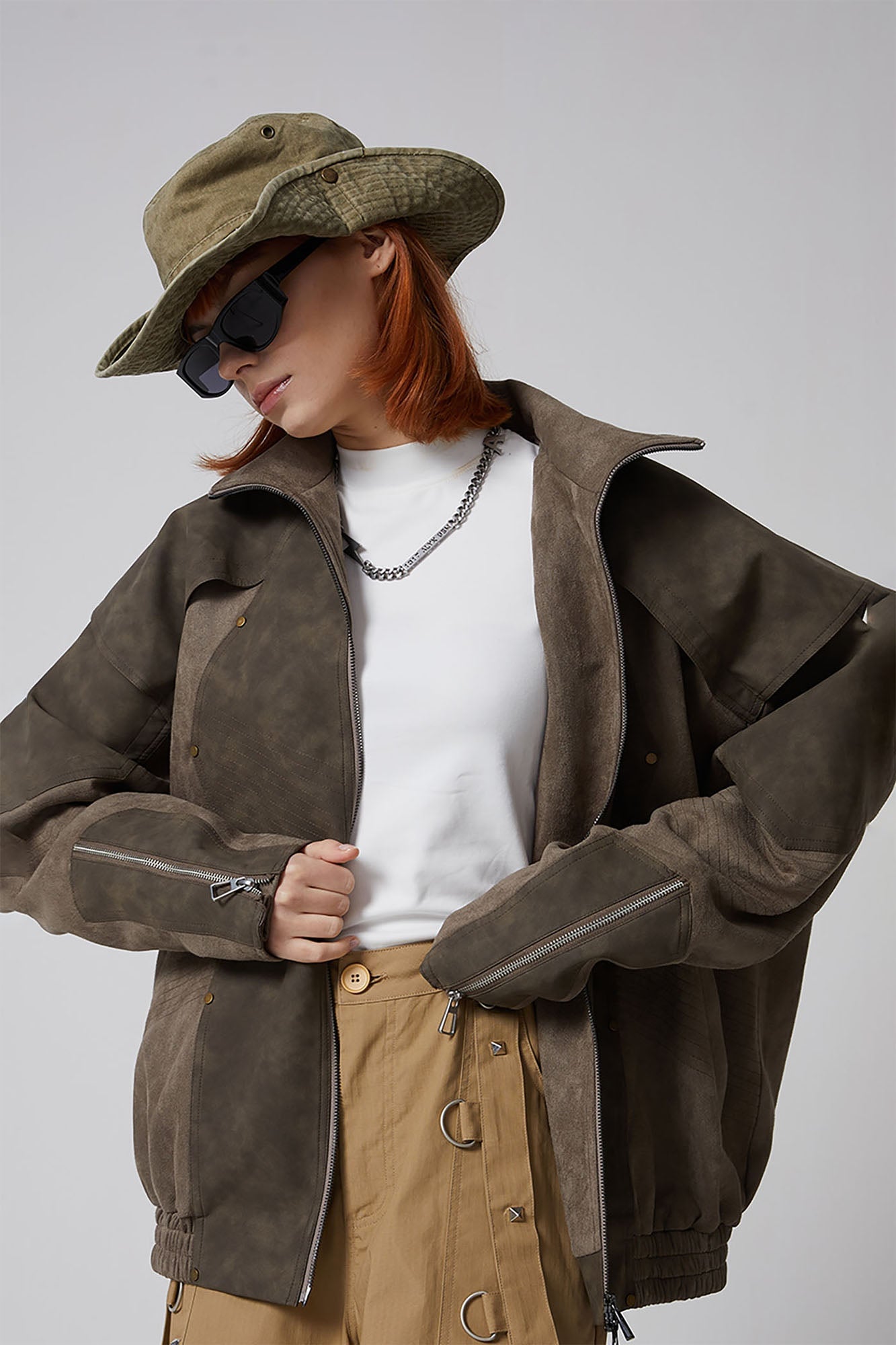 ERROR CODE ROBOT Armored Layered PU & Suede Panel Jacket