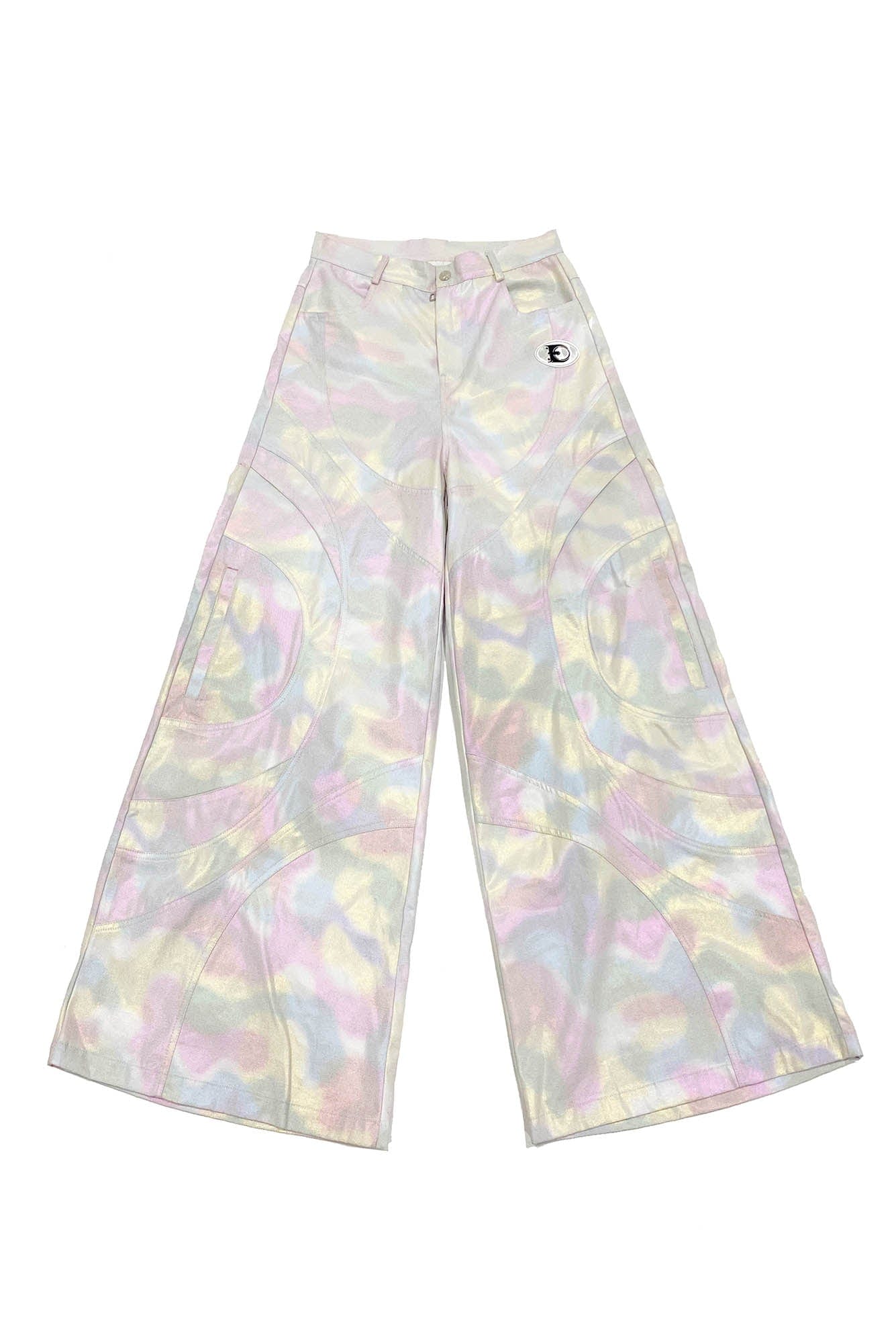 EMBRYO Deconstructed Iridescent Camo Wide-Leg Pants, premium urban and streetwear designers apparel on PROJECTISR.com, EMBRYO