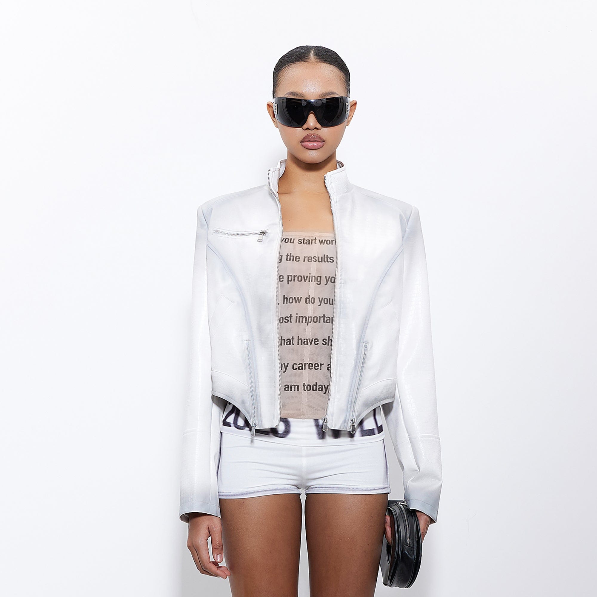 NEVER OFFEND L ANGEL Fog Ombre Cropped Moto Jacket