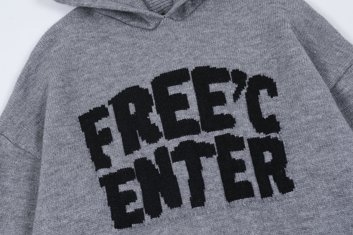 FREE CENTER Reversible Hooded Oversized Sweater