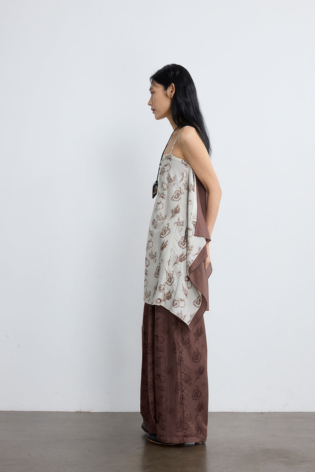 NOESE Spliced Silk-Blended Draped Cami Top