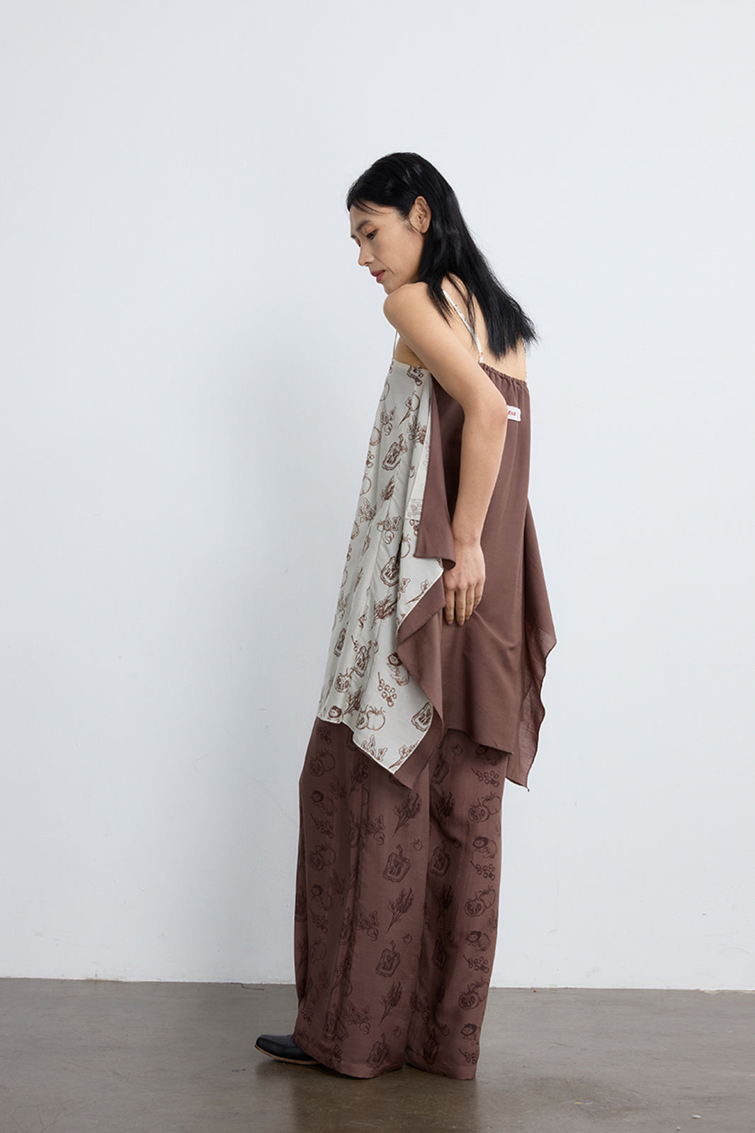 NOESE Spliced Silk-Blended Draped Cami Top
