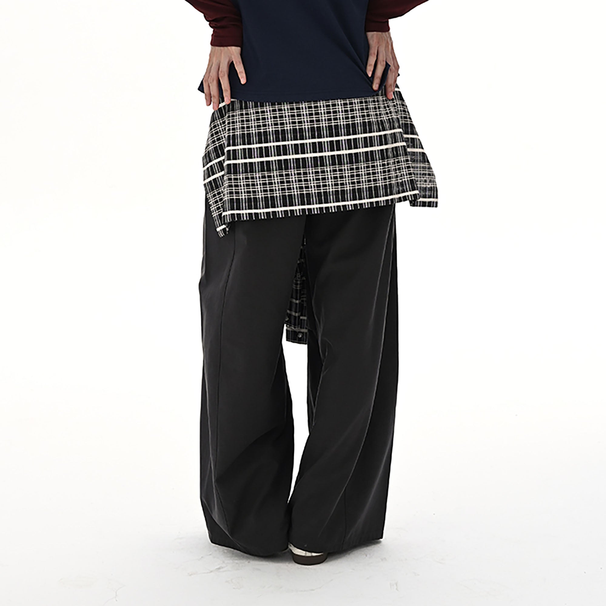NOESE Detachable Plaid Drape Cargo Pants