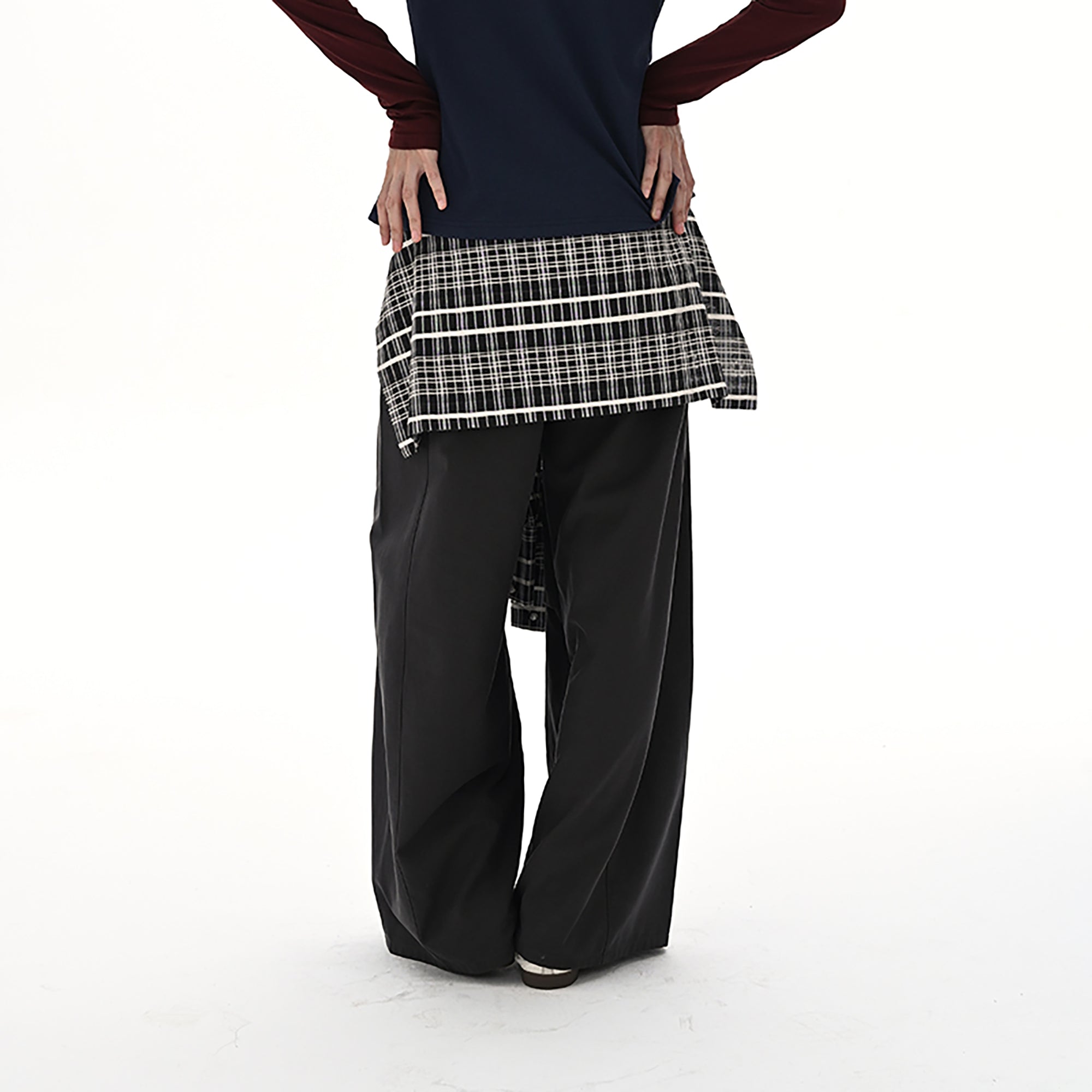 NOESE Detachable Plaid Drape Cargo Pants