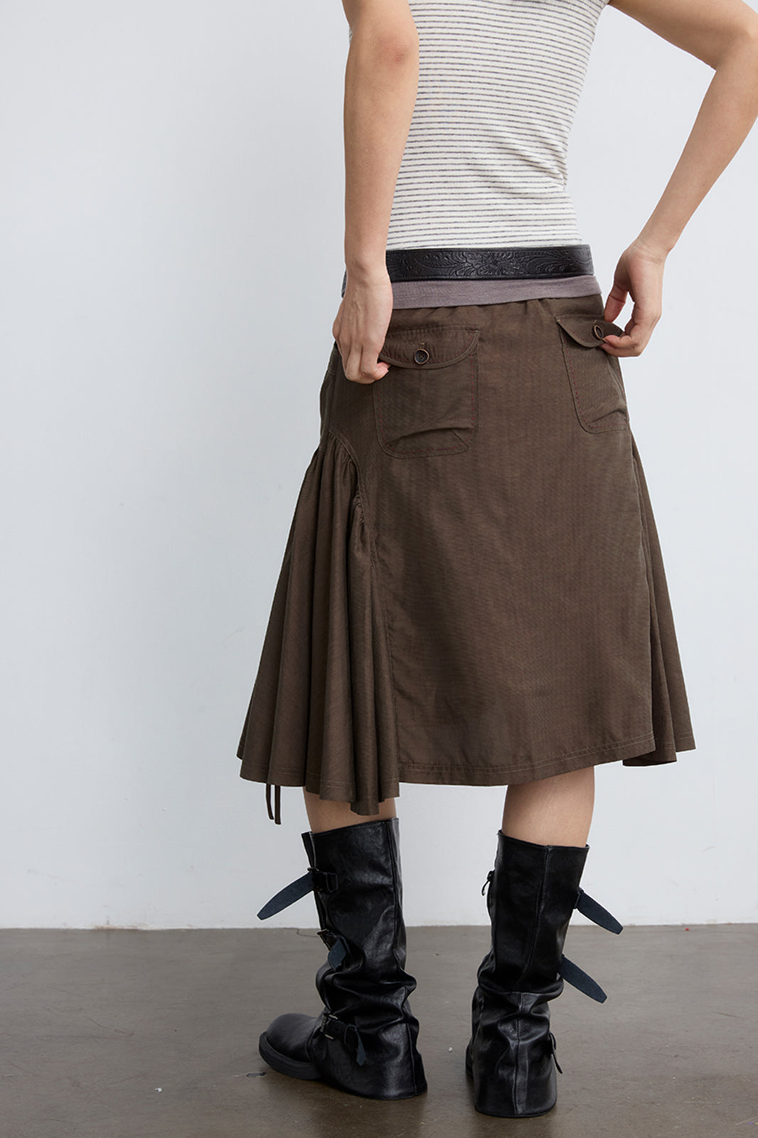 NOESE Paneled Ruched Utility Skirt