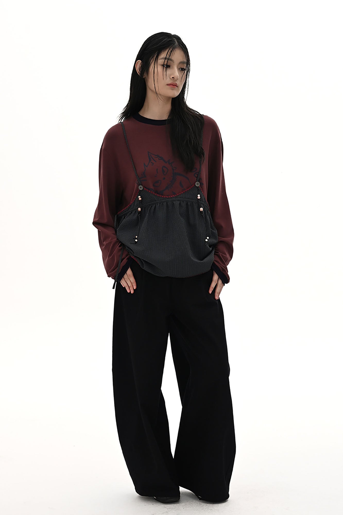 NOESE Contrast-Piped Checked Adjustable-Strap Camisole