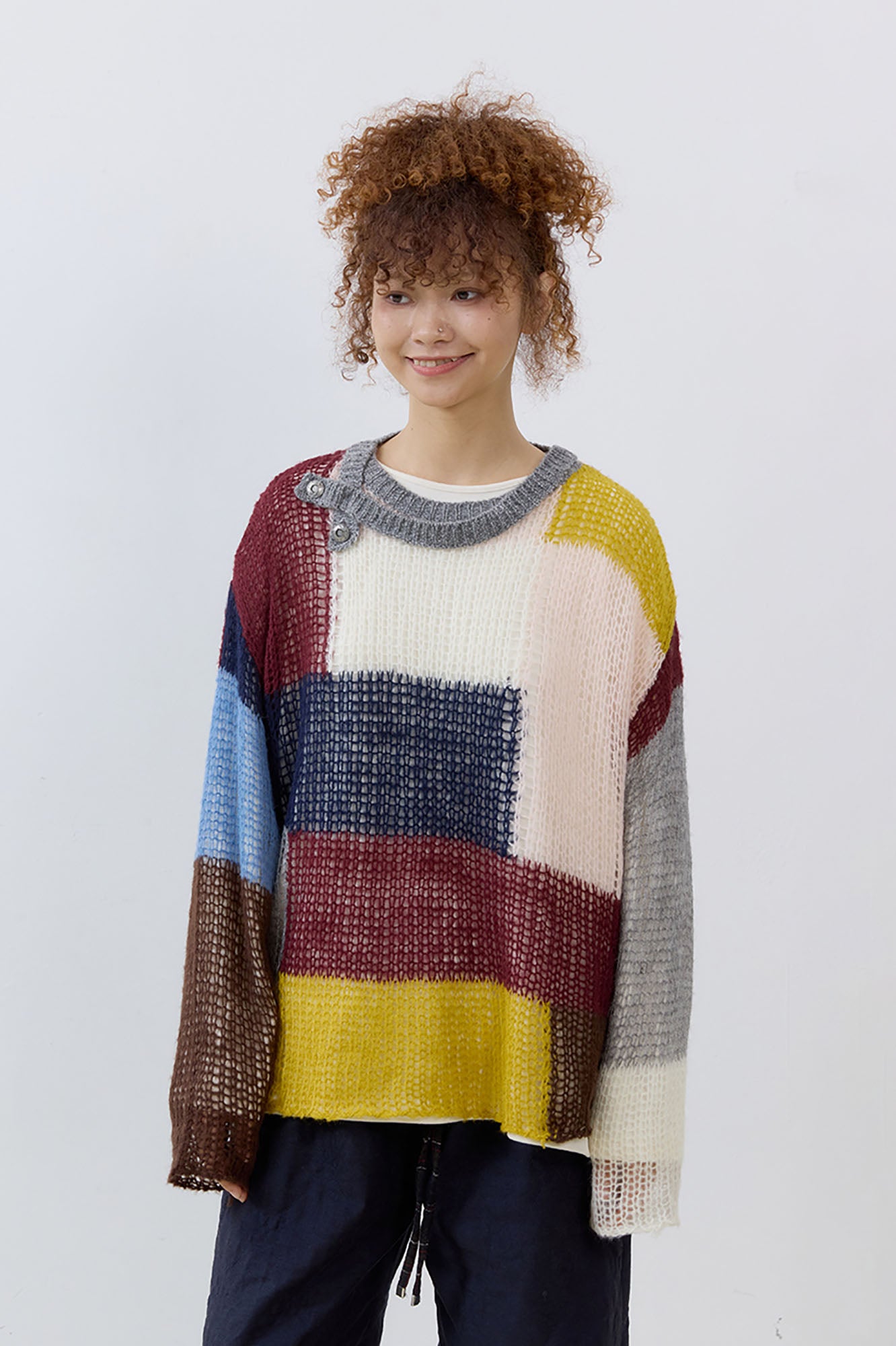 NOESE Contrast Layered-Collar Sweater