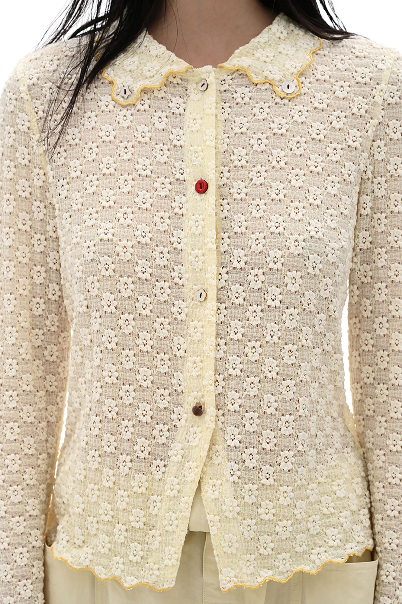 NOESE Floral-Embroidered Lace-Trimmed Cardigan