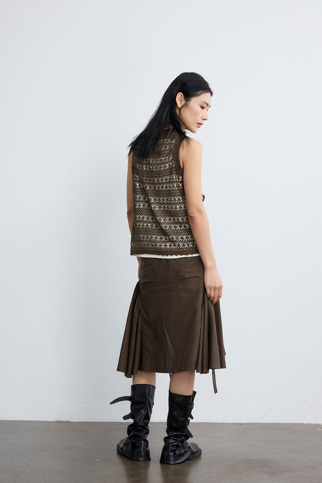 NOESE Paneled Ruched Utility Skirt