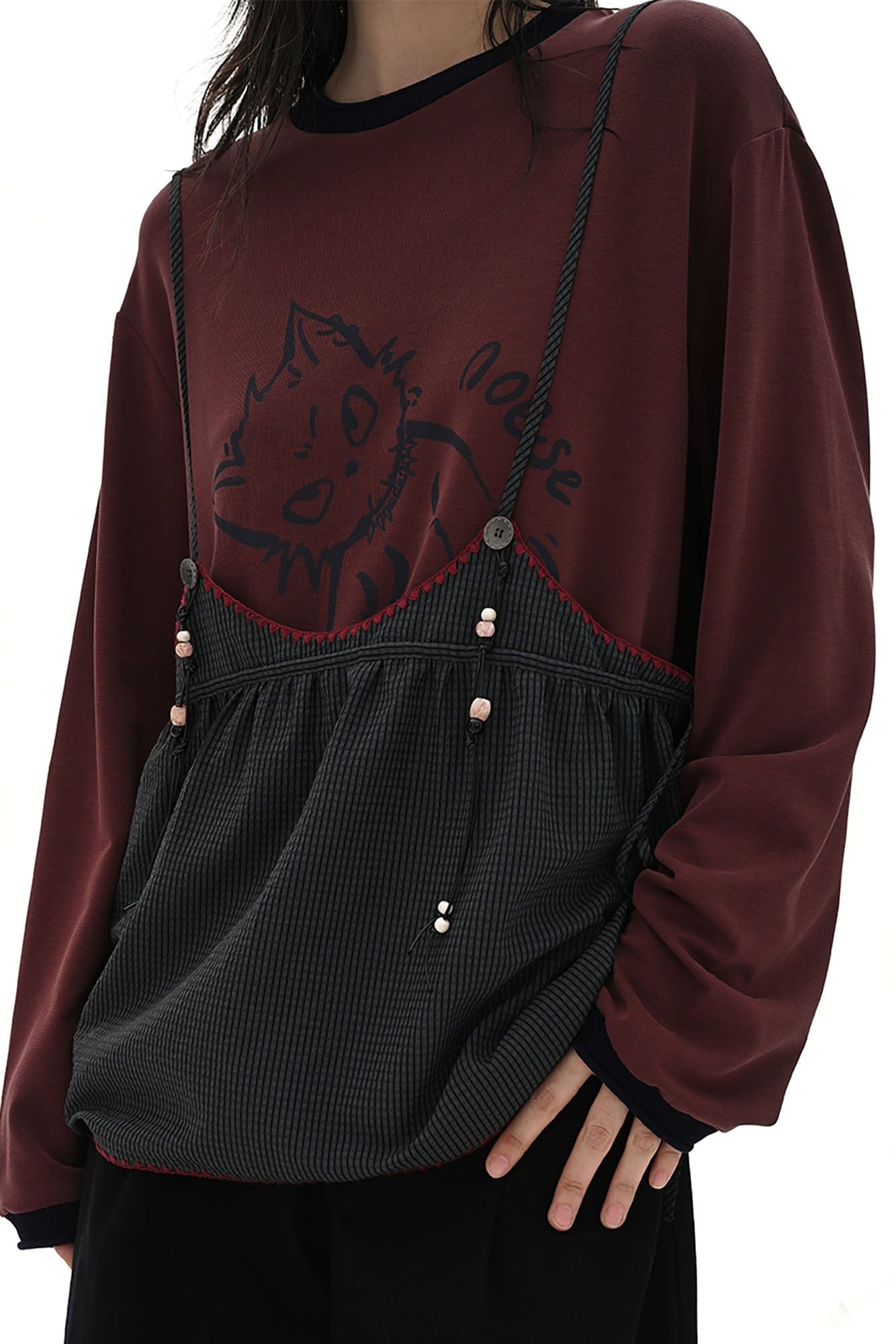 NOESE Contrast-Piped Checked Adjustable-Strap Camisole