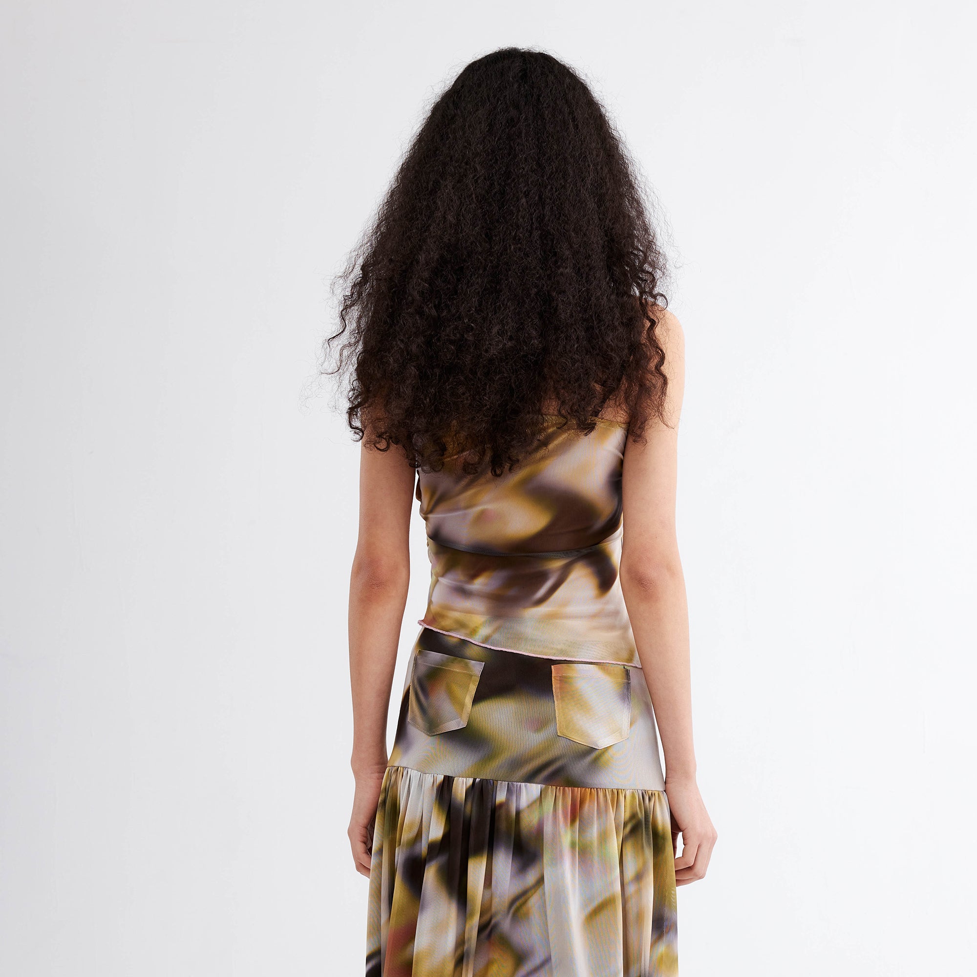 JIUWU PARK Blurred Print Double-Layer Cami Top