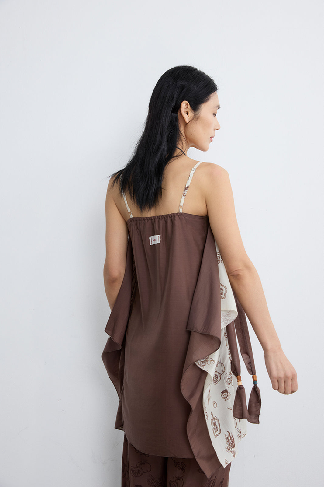 NOESE Spliced Silk-Blended Draped Cami Top
