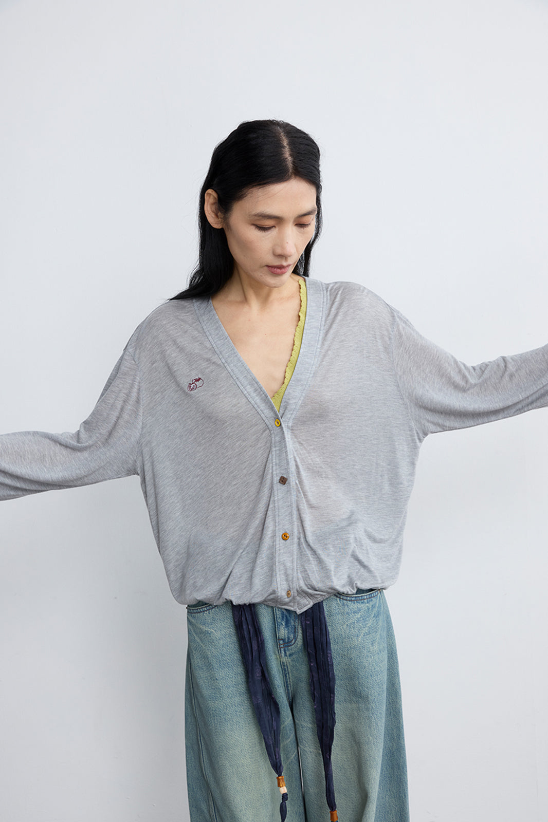 NOESE Silk-Blended Draped Cardigan