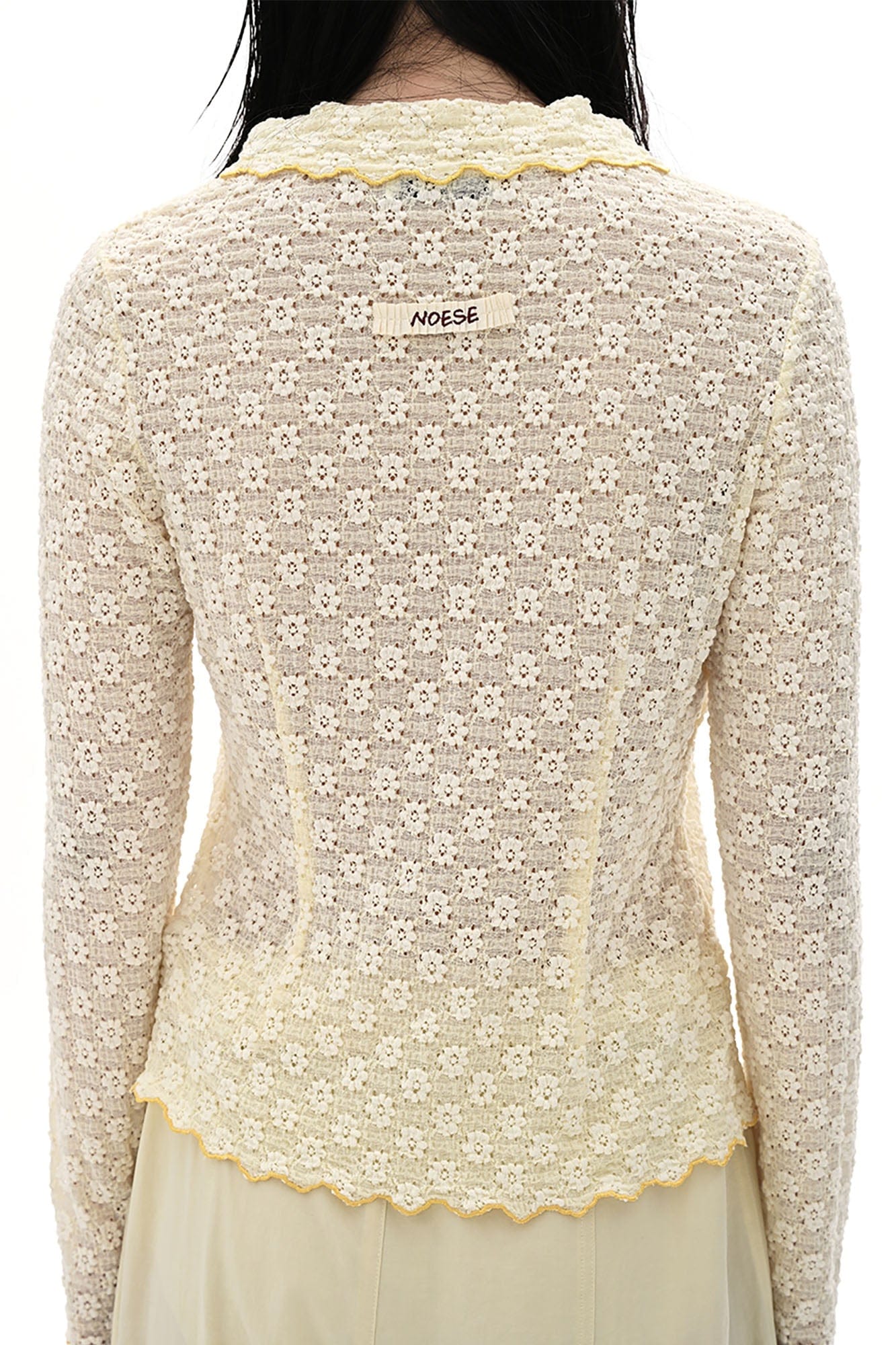 NOESE Floral-Embroidered Lace-Trimmed Cardigan