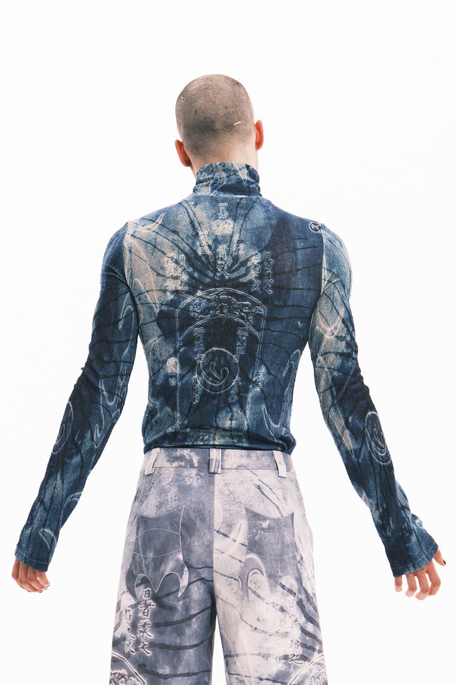 EMBRYO Tie-Dyed Runes Turtleneck L/S Tee, premium urban and streetwear designers apparel on PROJECTISR.com, EMBRYO