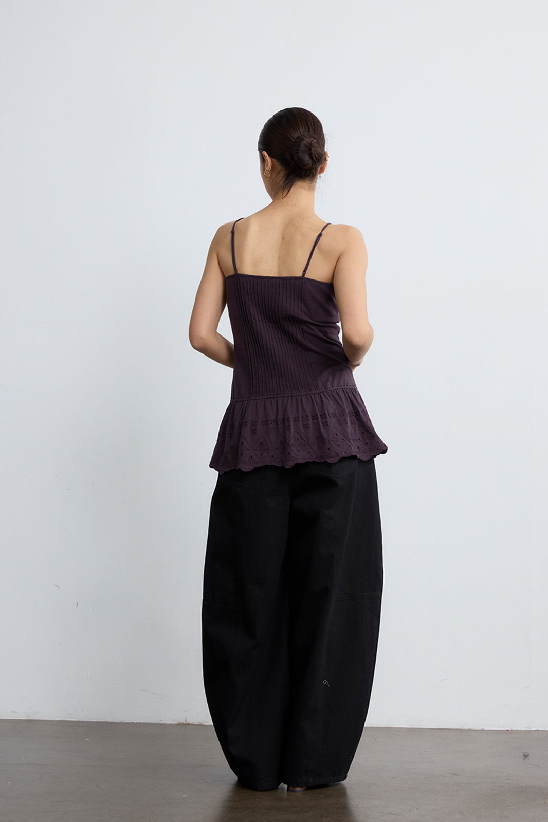 NOESE Button Eyelet Peplum Cami Top