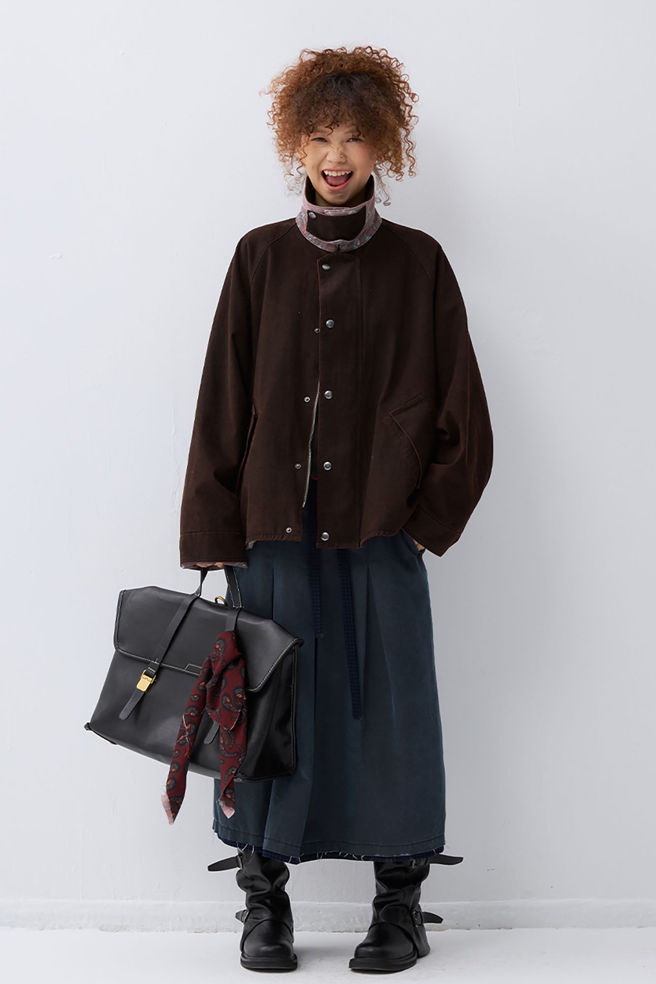 NOESE Paisley-Spliced Collar Barn Jacket