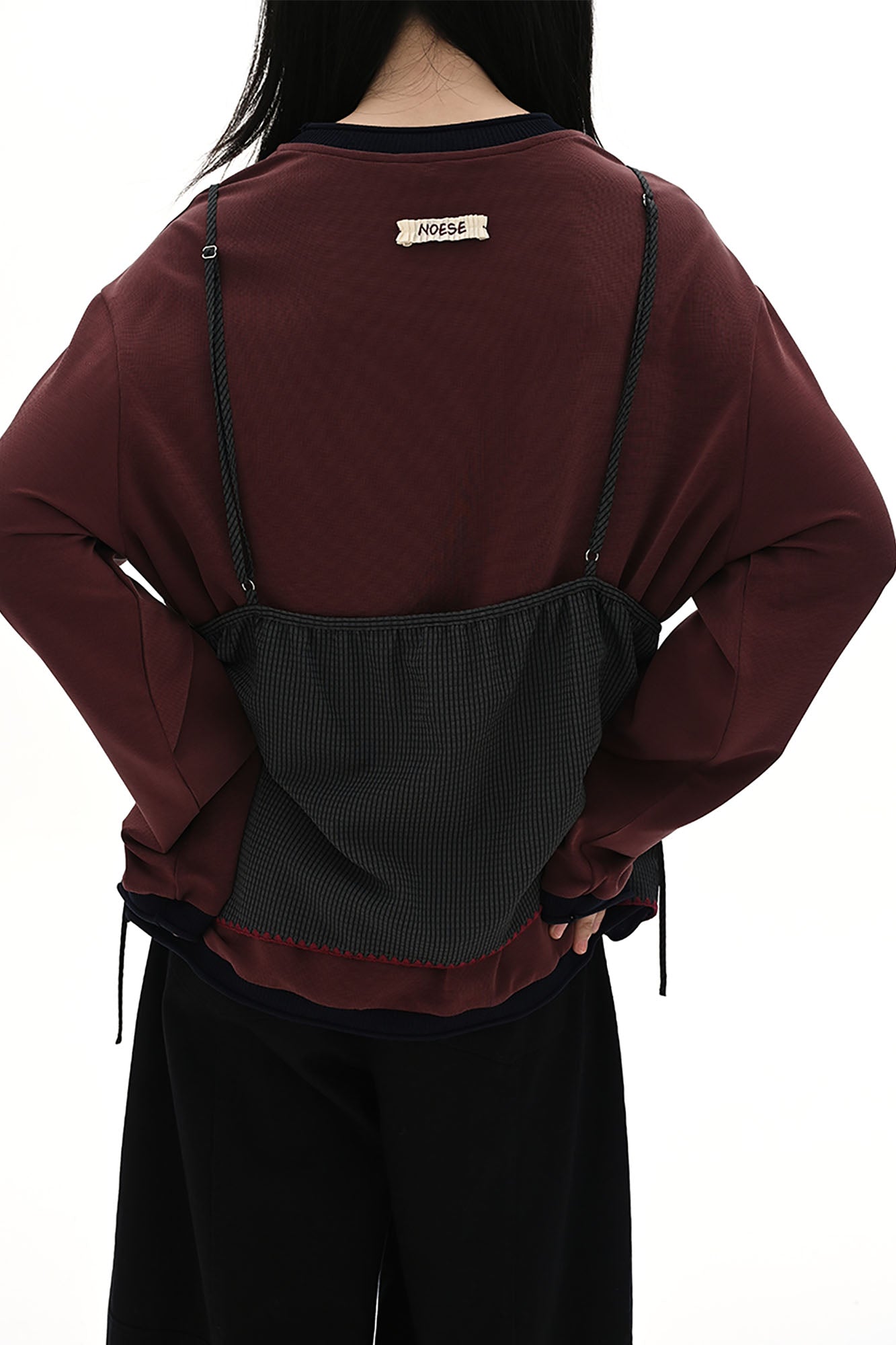 NOESE Contrast-Piped Checked Adjustable-Strap Camisole