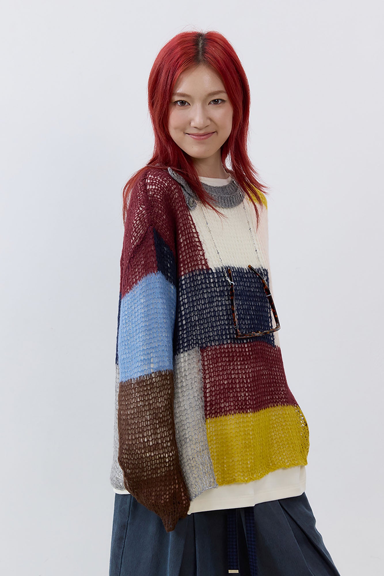 NOESE Contrast Layered-Collar Sweater