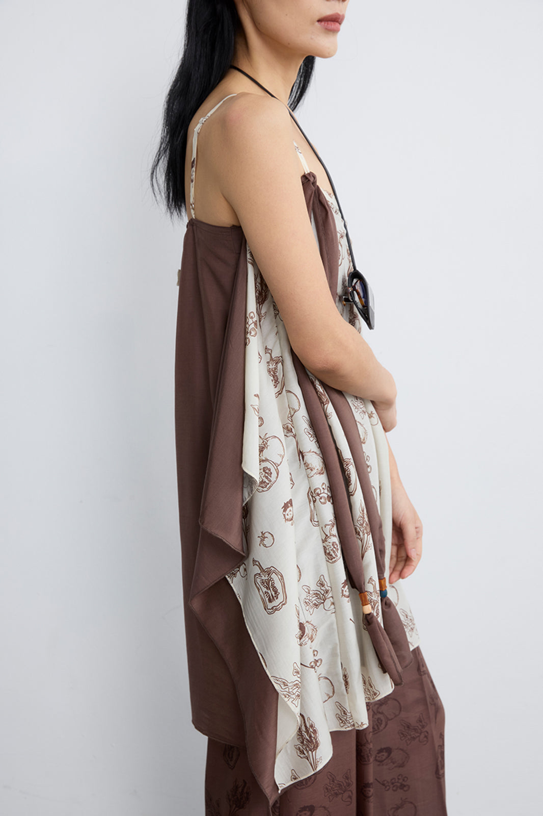 NOESE Spliced Silk-Blended Draped Cami Top