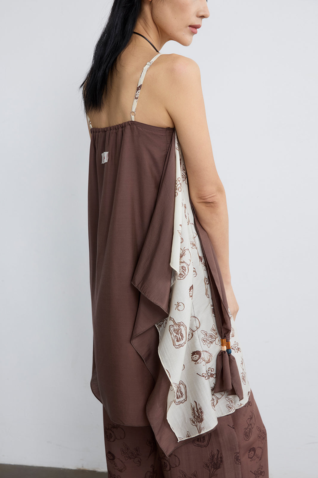 NOESE Spliced Silk-Blended Draped Cami Top