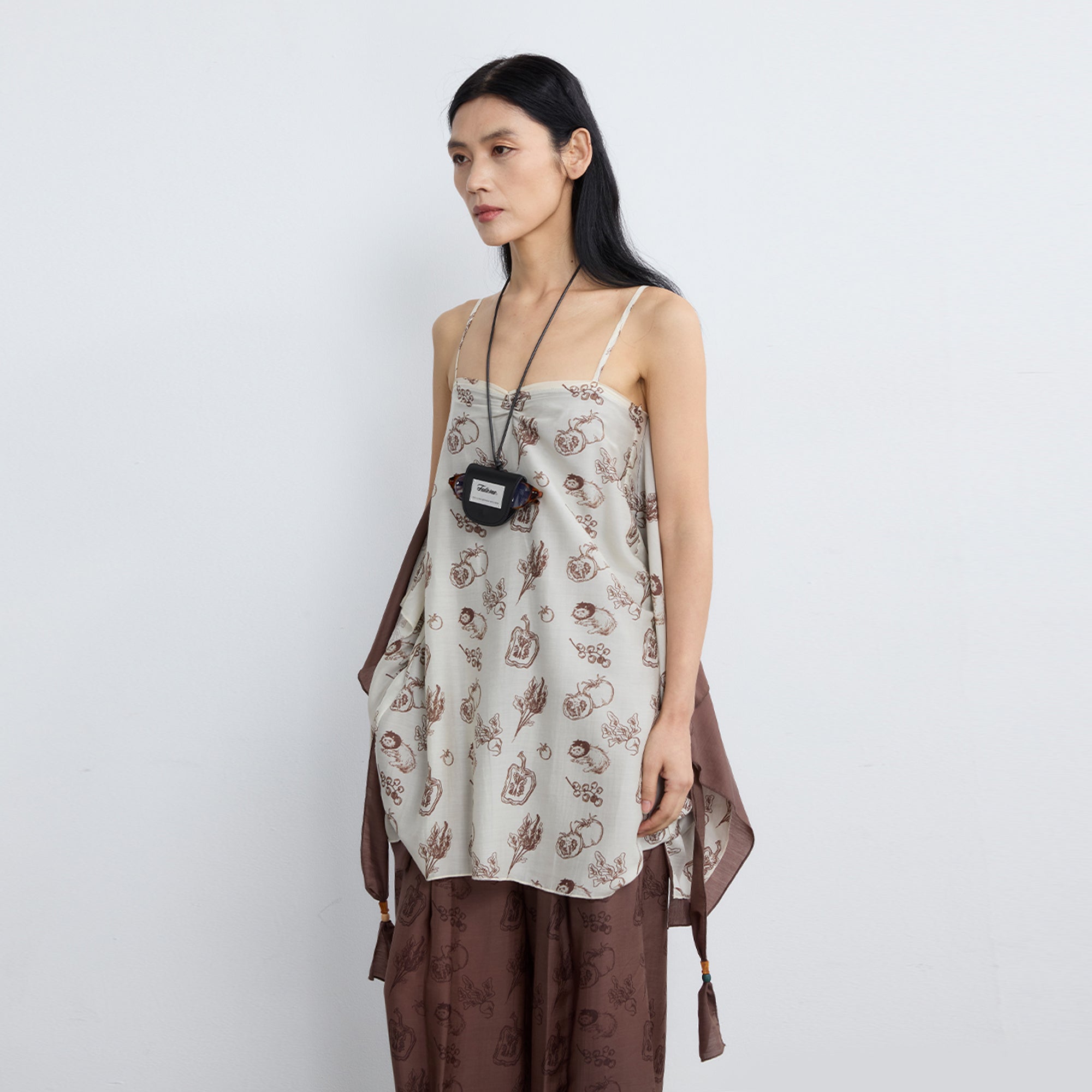 NOESE Spliced Silk-Blended Draped Cami Top