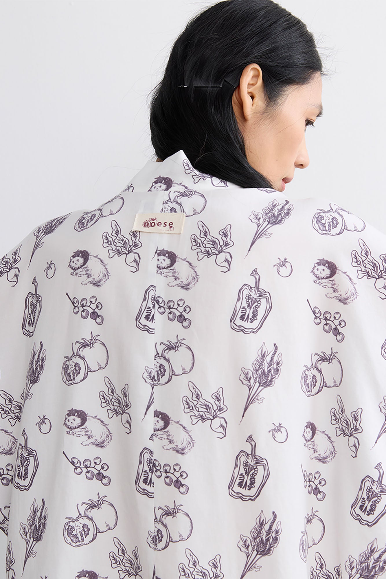 NOESE Botanical Full-Print Tie-Neck Blouse