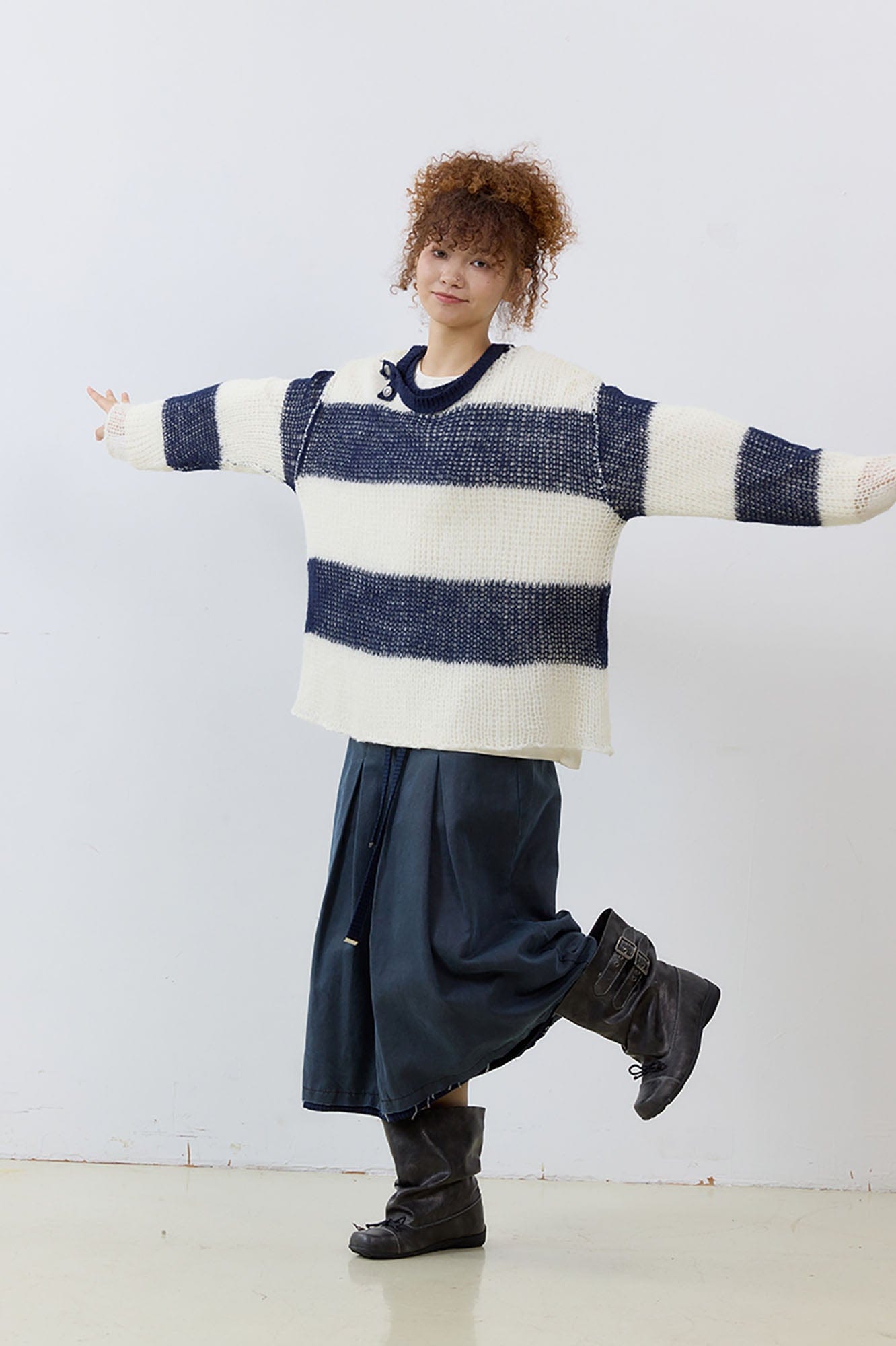 NOESE Contrast Layered-Collar Sweater